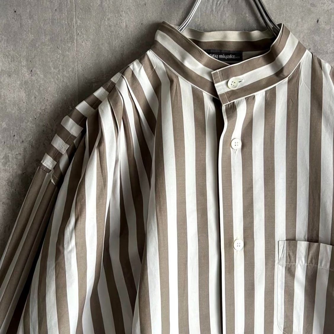 Issey Miyake VINTAGE ISSEY MIYAKE Shirt Mens M White Beige Band-collar Asymmetric Button-Up 80's Casual Size US M / EU 48-50 / 2 - 2 Thumbnail