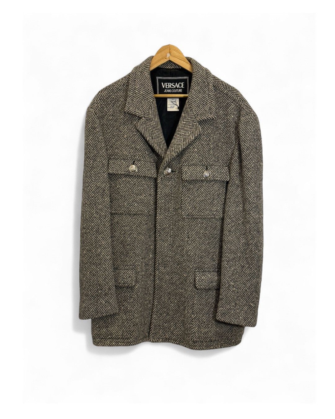 Versace Jeans Couture 90’s Tweed Coat Size US XL / EU 56 / 4 - 1 Thumbnail