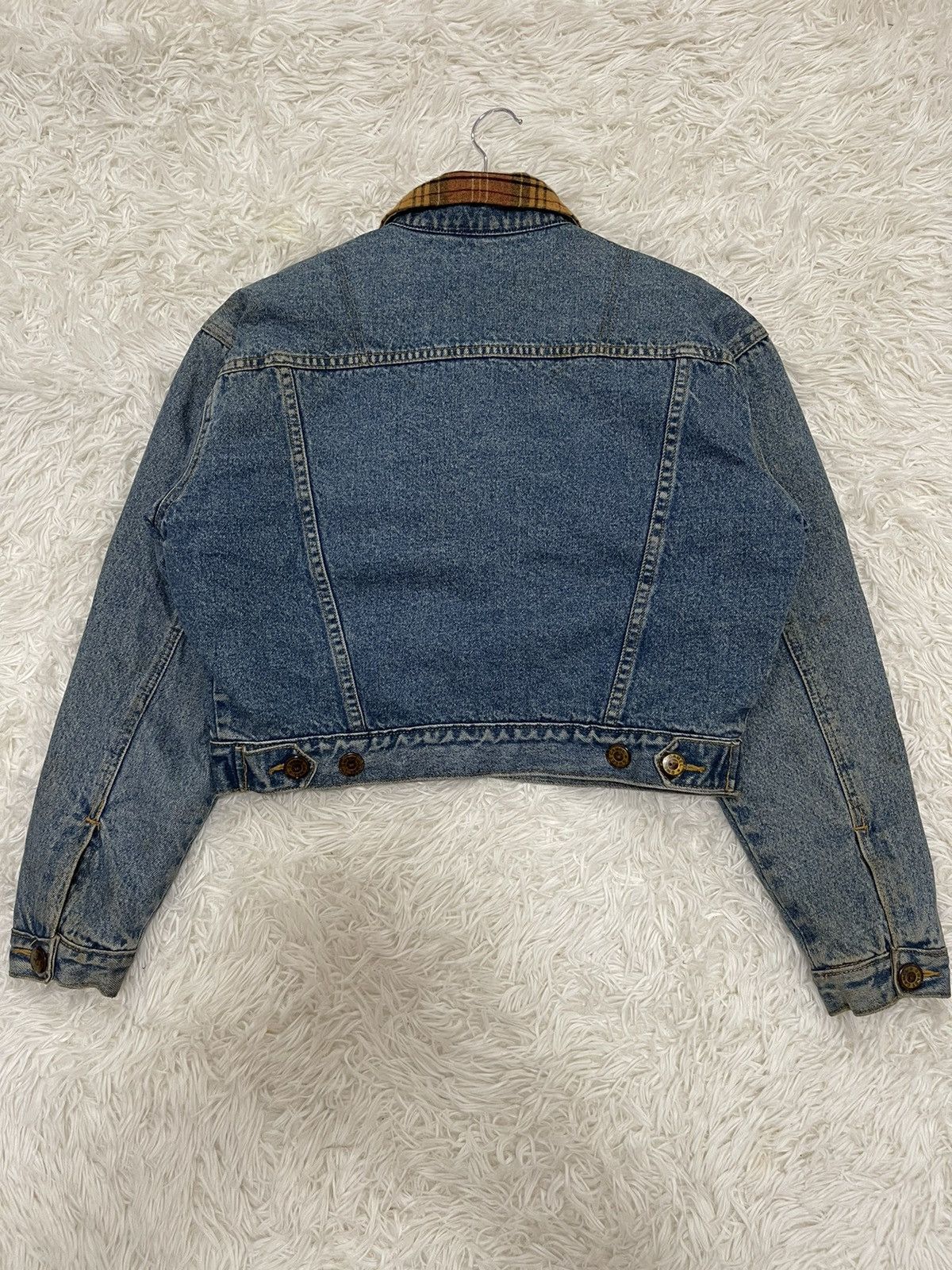 Vintage Sweet Camel Sherpa Lined Button Toggle Croped Denim Jacket Size M / US 6-8 / IT 42-44 - 6 Thumbnail