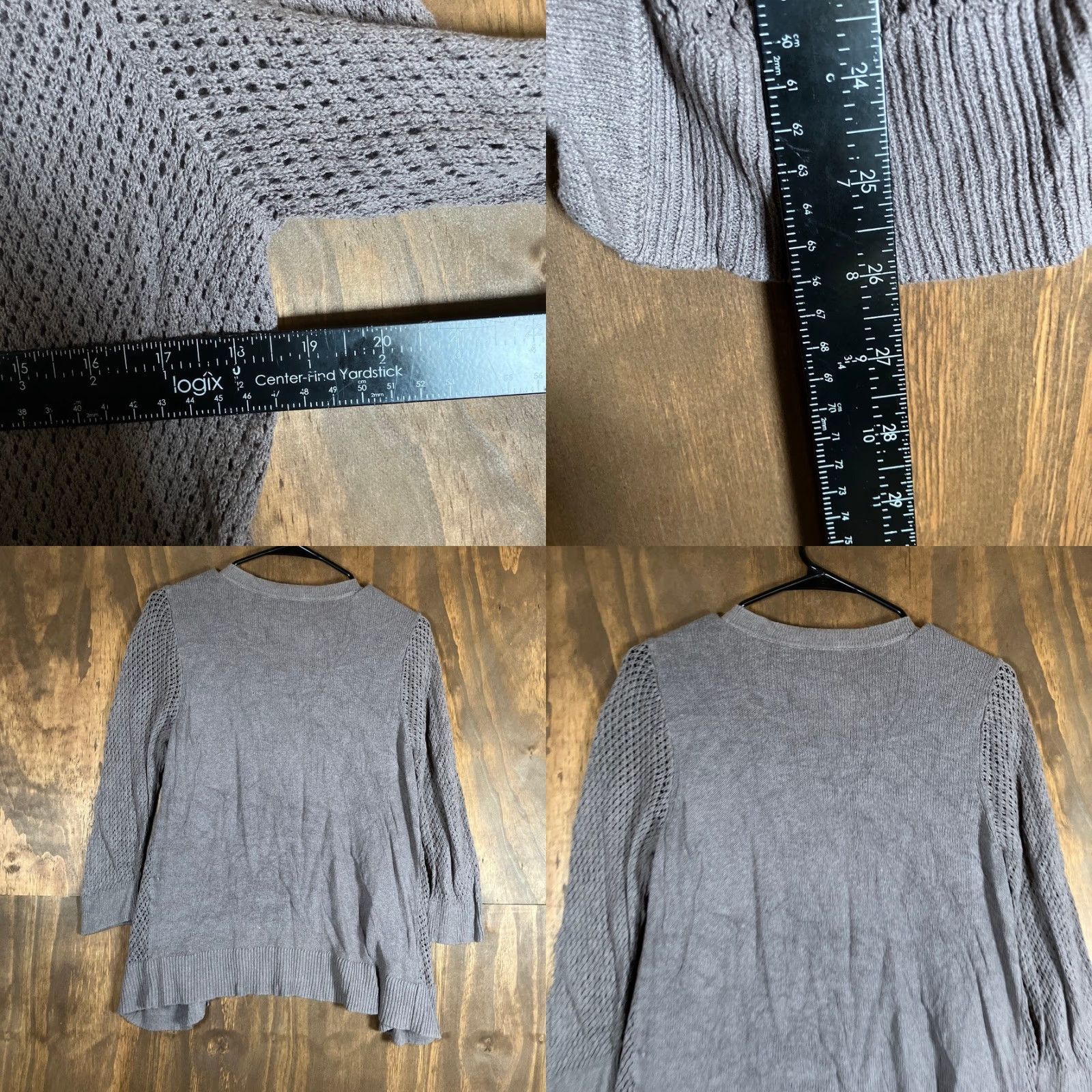 Ann Taylor VINTAGE Ann Taylor Womens Cardigan Sweater Gray Open Front Linen Blend Petite LP Size L / US 10 / IT 46 - 8 Thumbnail