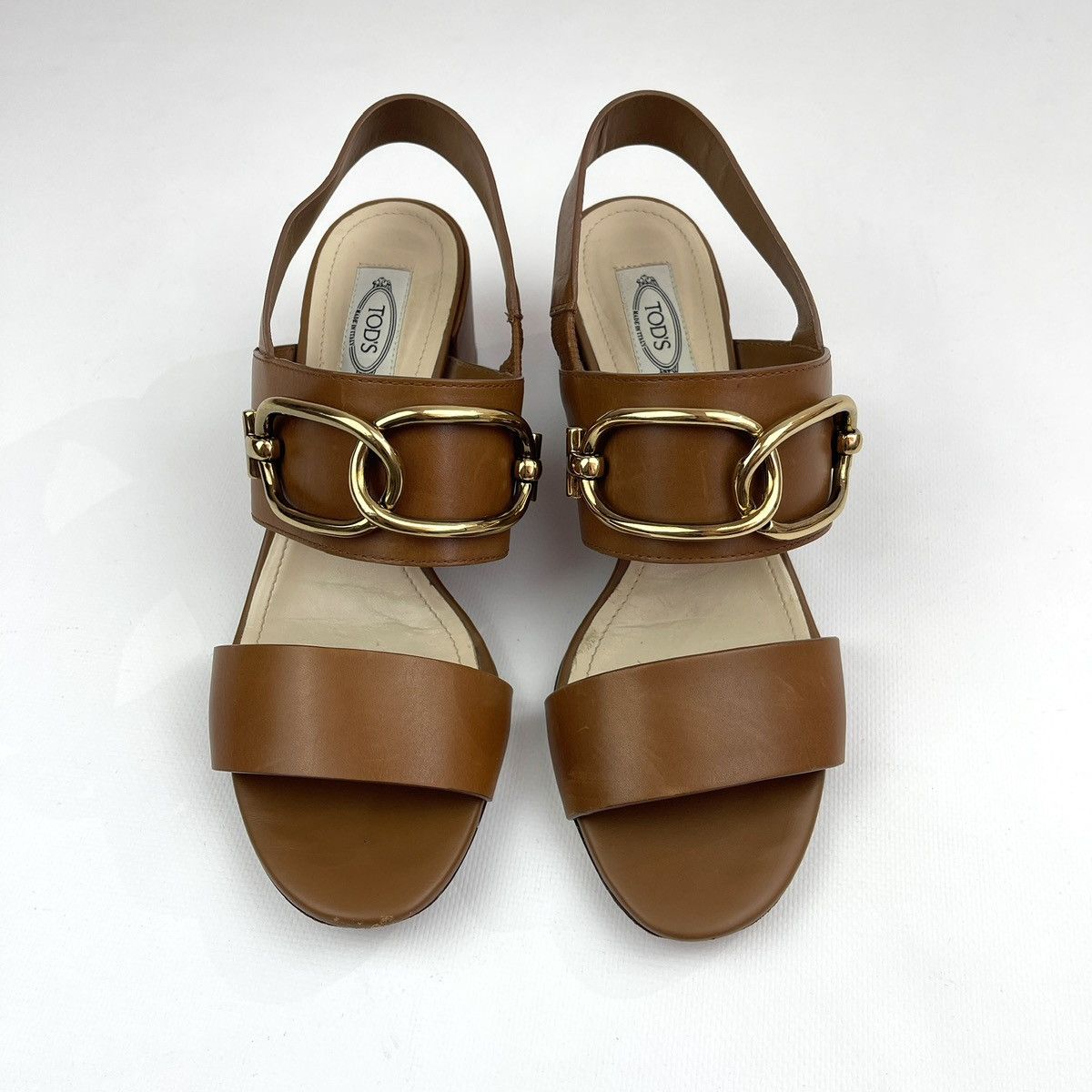 Tod's Tod's Brown Leather Heeled Sandals Size US 9 / IT 39 - 2 Thumbnail