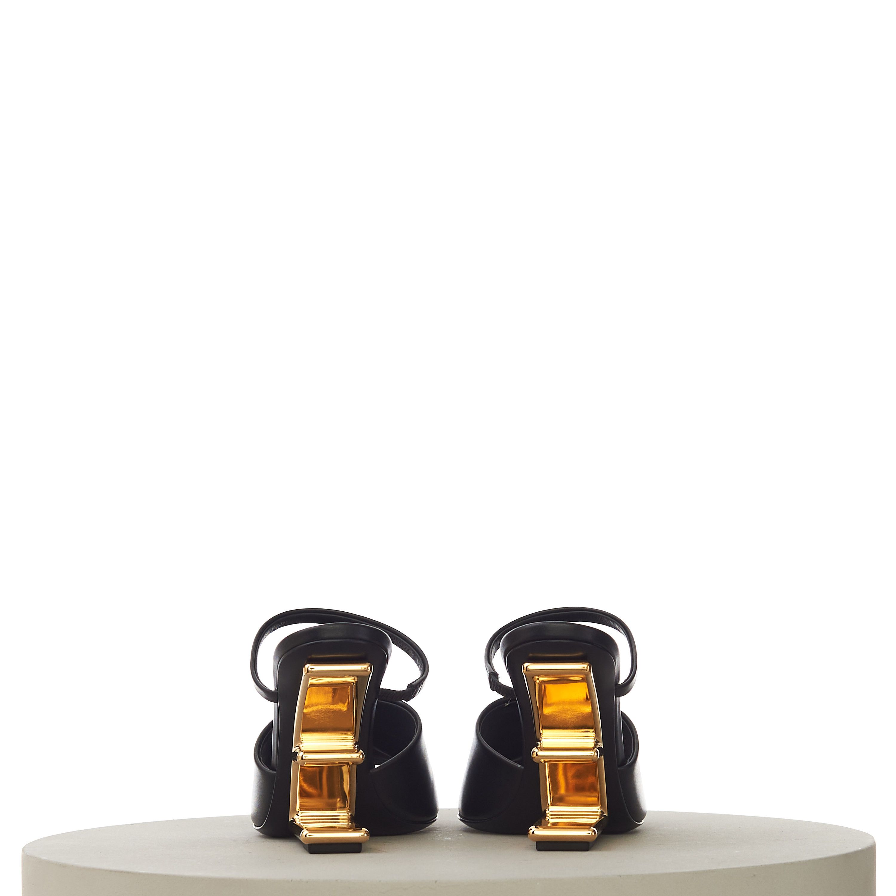 Fendi Black Leather FIRST High-Heeled Sandals With F-Shaped Heel Size US 7.5 / IT 37.5 - 7 Thumbnail