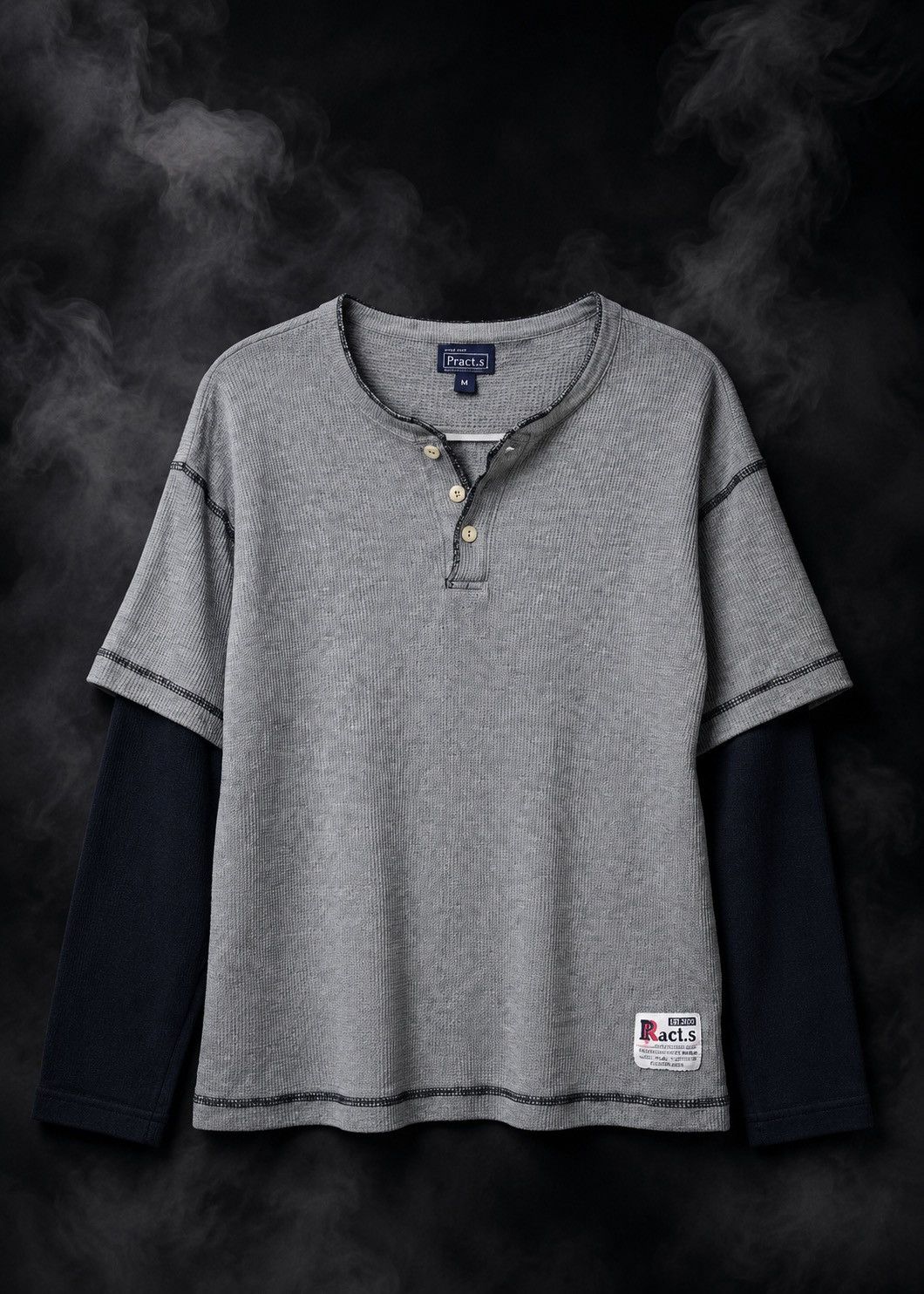 Japanese Brand Pract.S Distressed Button Double Layers Long Sleeve Size US M / EU 48-50 / 2 - 1 Thumbnail