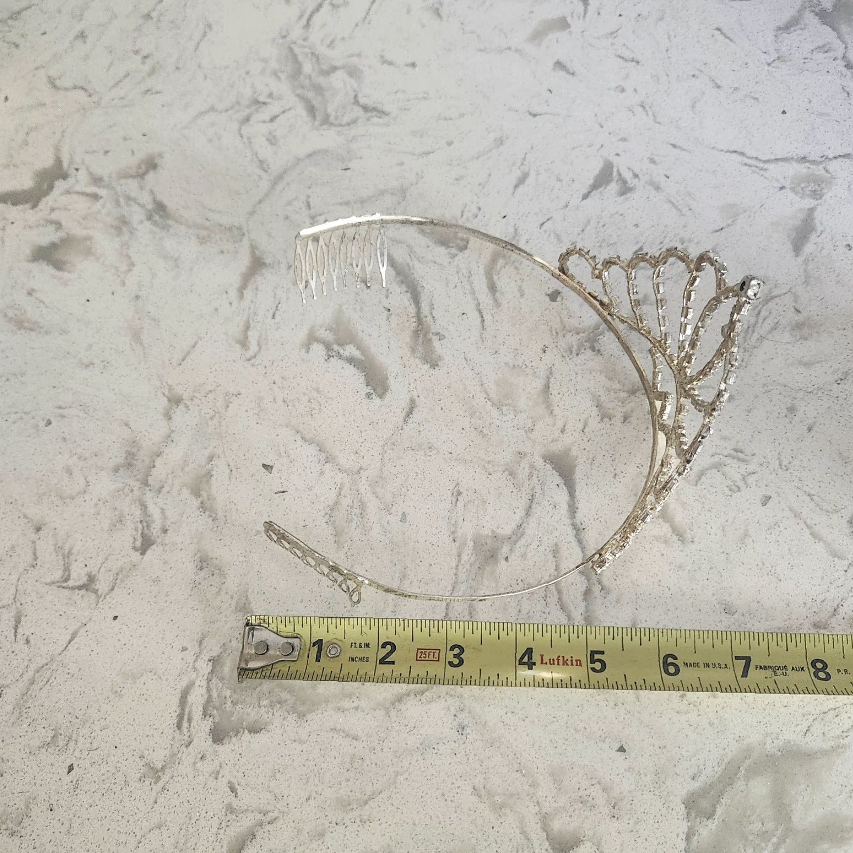 Vintage VINTAGE Silver Rhinestone Tiara Crown Headband With Comb Bridal Prom Size ONE SIZE - 7 Thumbnail