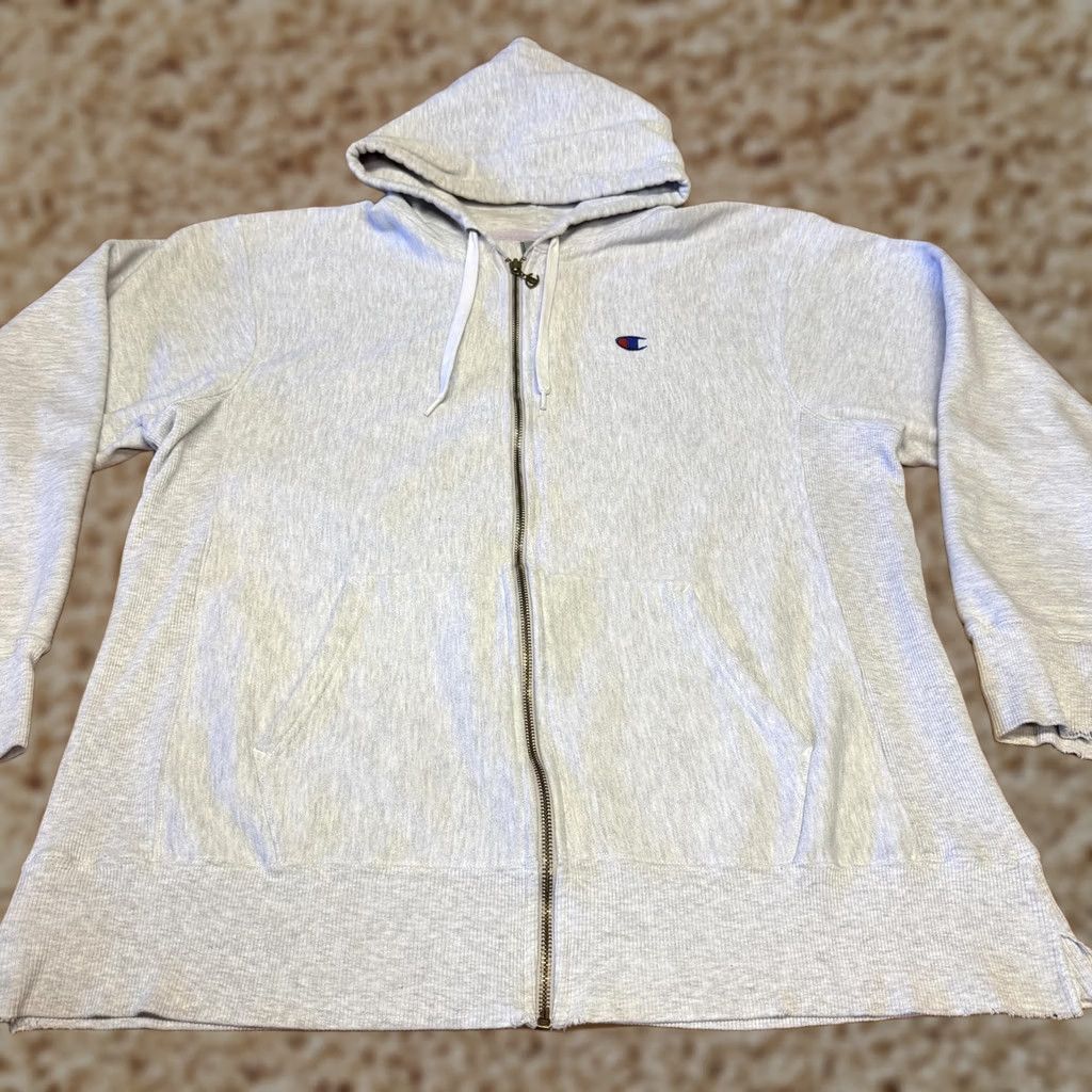 Champion Champion Hoodie Mens XL Gray Full Zip Knit Fleece Sweatshirt Embroidered Logo Size US XL / EU 56 / 4 - 1 Thumbnail