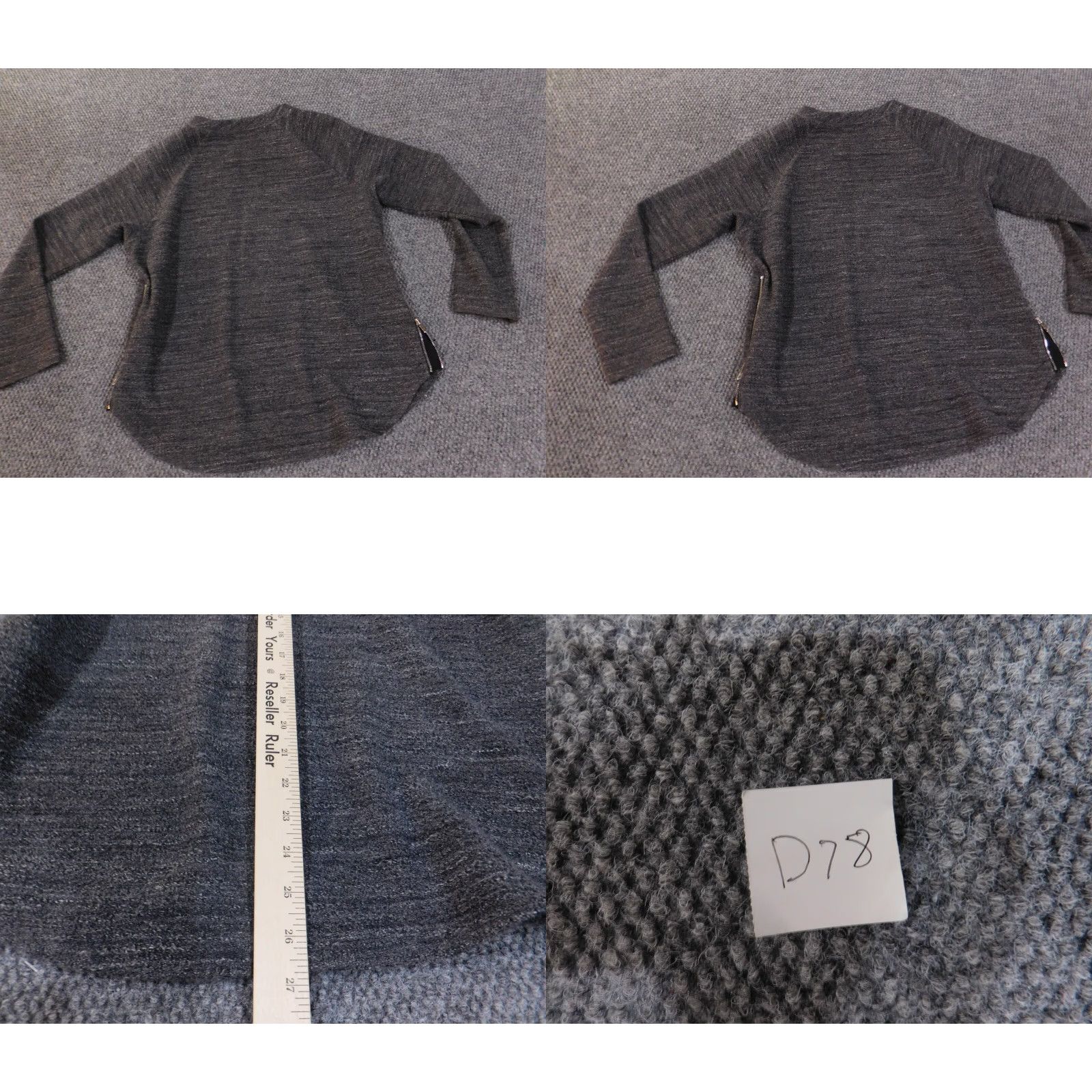 Vince Vince Womens Small Gray Pullover Zip Sweater Knit Round Neck Long Sleeve Stretch Chuny Knit Zipper Size S / US 4 / IT 40 - 8 Thumbnail