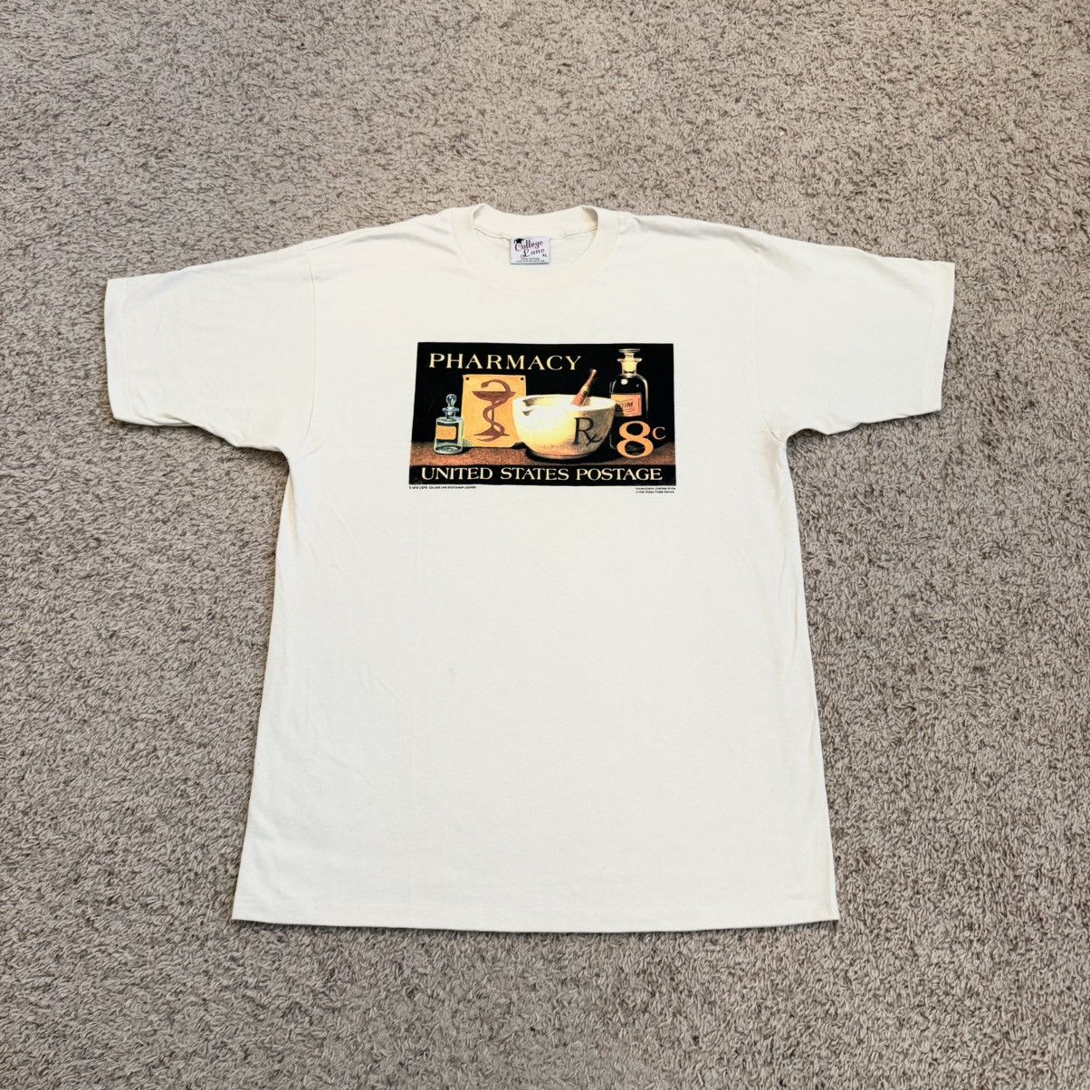 Vintage Vintage 90s USPS Pharmacy Stamp Art Tee XL Size US XL / EU 56 / 4 - 5 Thumbnail
