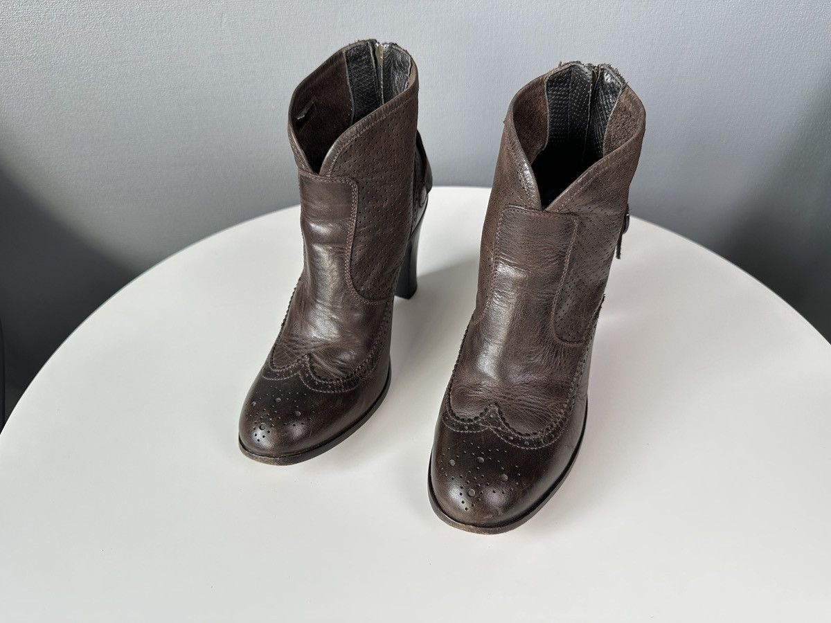 Belstaff BELSTAFF Agnes Vent Brown Leather Ankle Boots Perforated Size US 9 / IT 39 - 3 Thumbnail