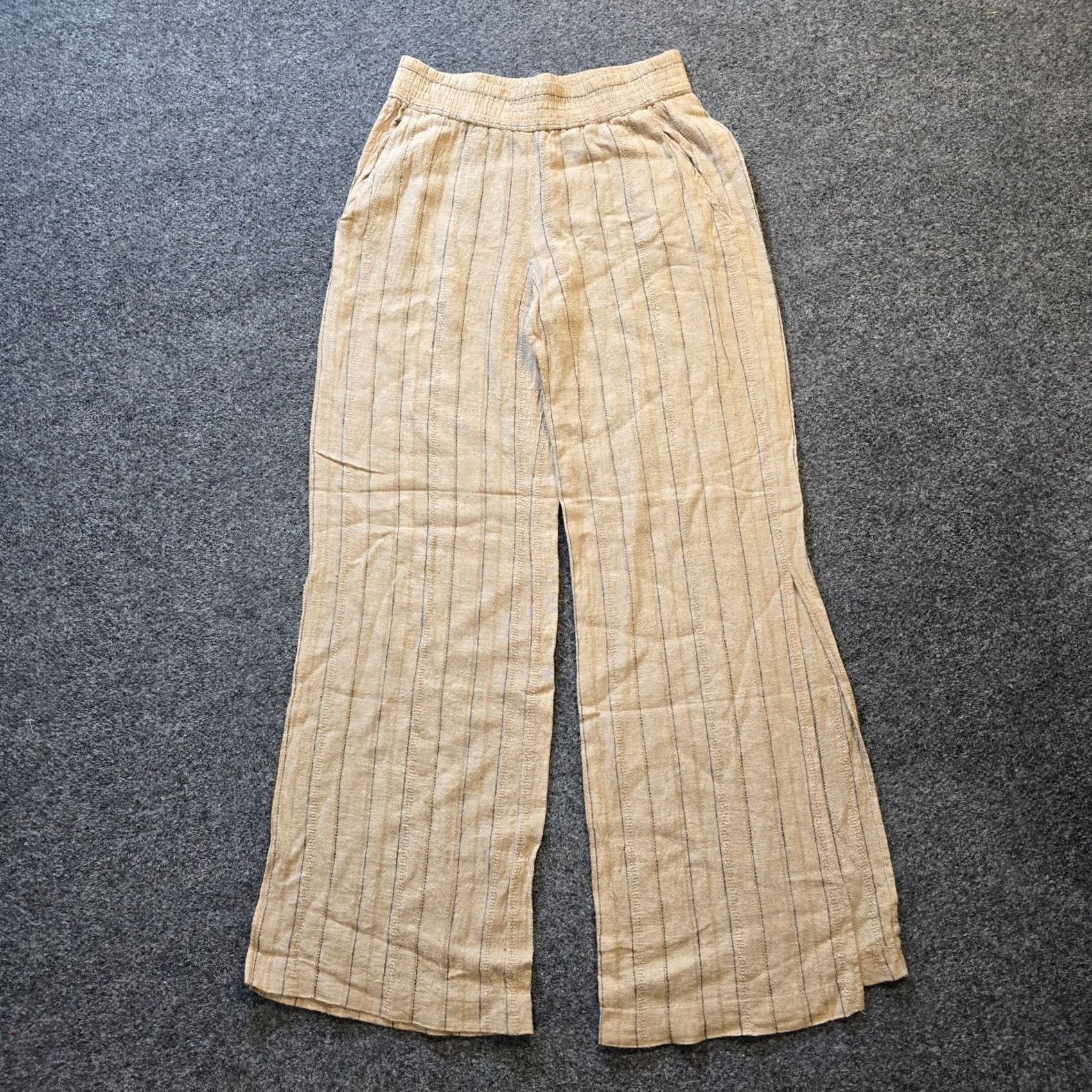 Drew Drew Pants Womens Size S Beige Striped Linen Wide-Leg Pull On Casual Beachy Size 28" / US 6 / IT 42 - 2 Thumbnail