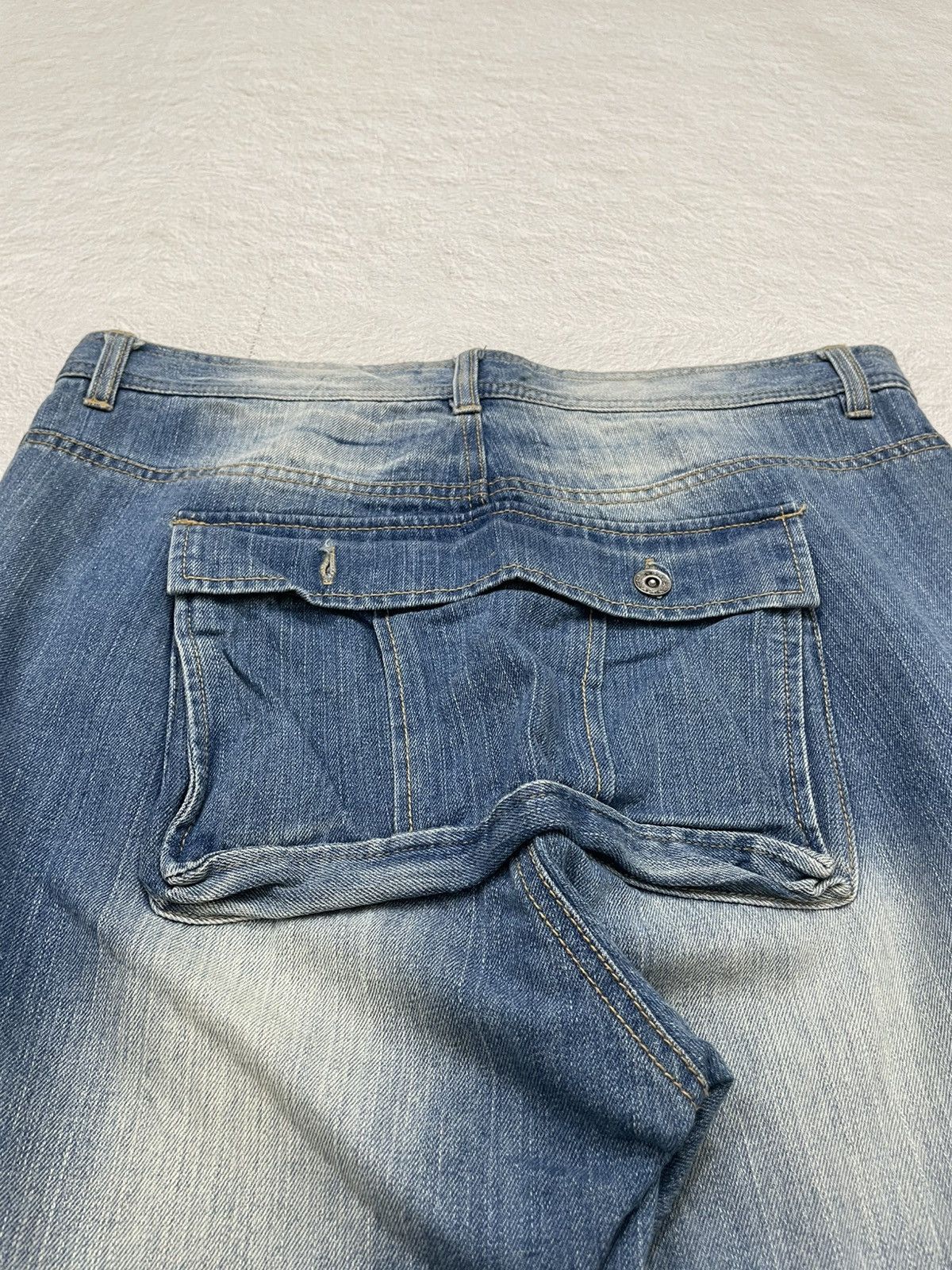 If Six Was Nine 2000s Cargo Monkey Pants Stonewash Denim Y2K Size US 33 - 8 Thumbnail