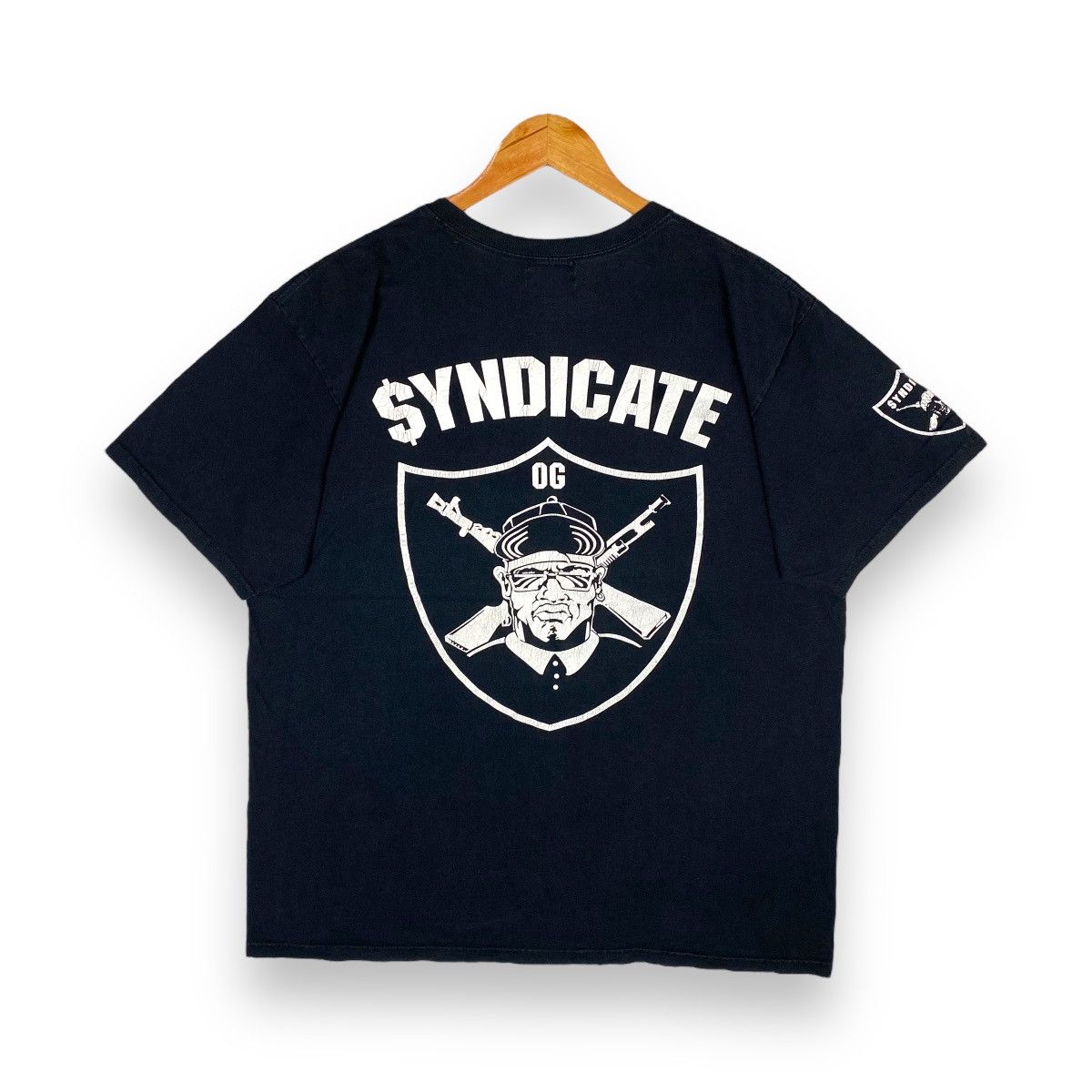 image of Rap Tees x Vintage Rhyme Syndicate OG American Hip Hop Recording Label Tee in Black (Size Large)