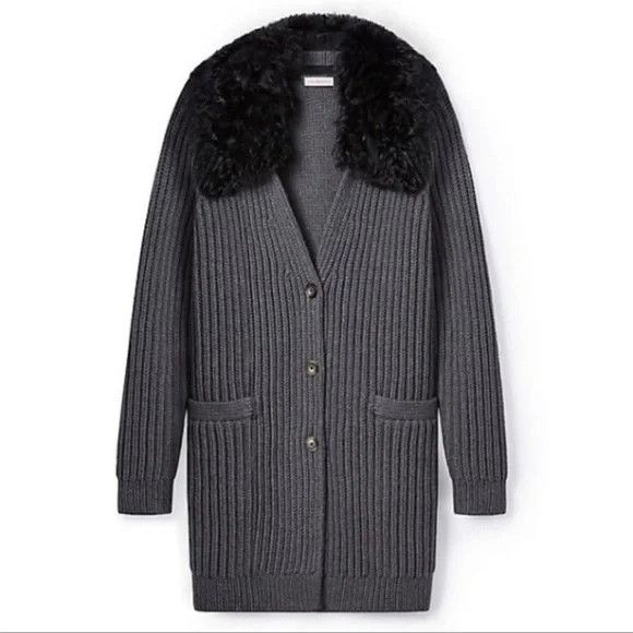 Tory Burch Tory Burch Knit Wool Cardigan Coat w/ Removable Collar in Gr Size S / US 4 / IT 40 - 1 Thumbnail