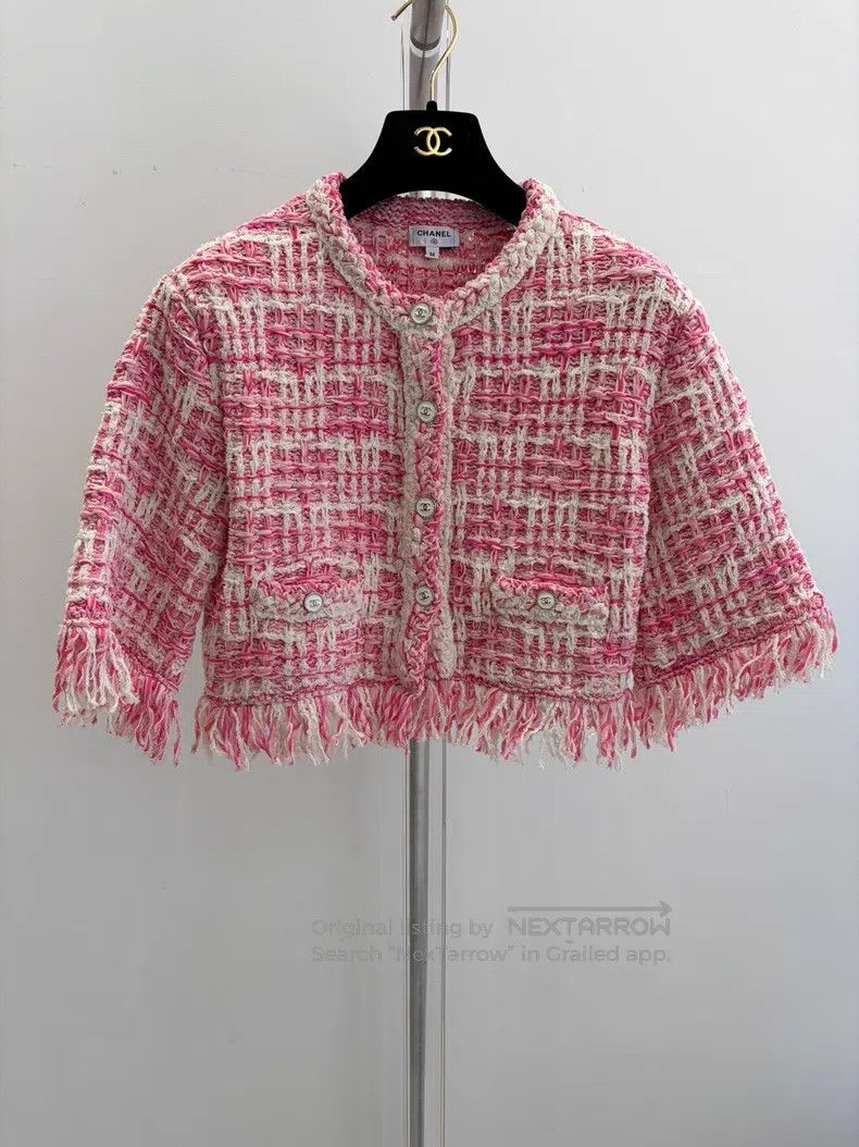 Chanel Chanel Pink tassel short knitted jacket Size XS / US 0-2 / IT 36-38 - 1 Thumbnail