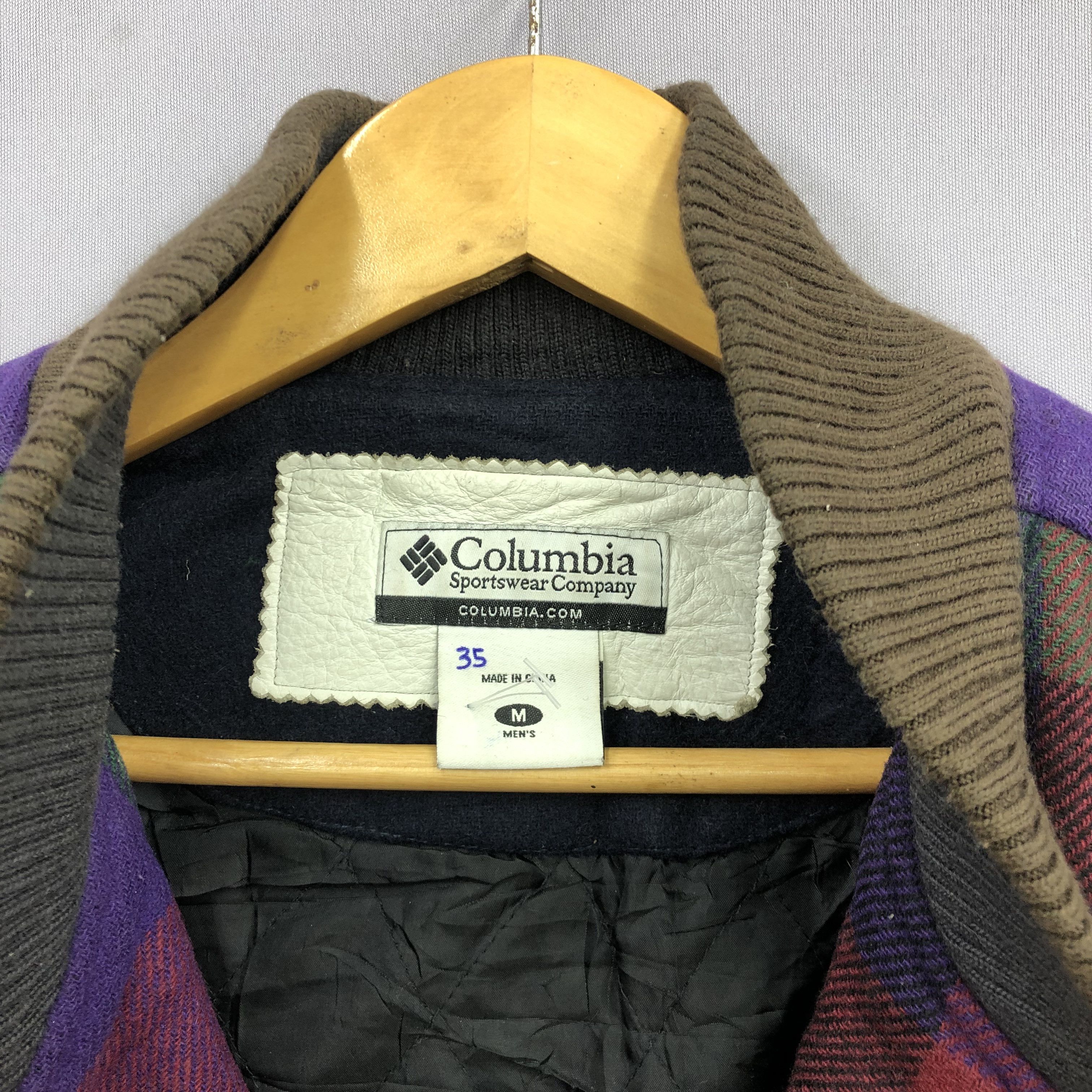 Columbia × Vintage Vintage Columbia Plaid Leather Varsity Wool Jackets Size US S / EU 44-46 / 1 - 7 Thumbnail