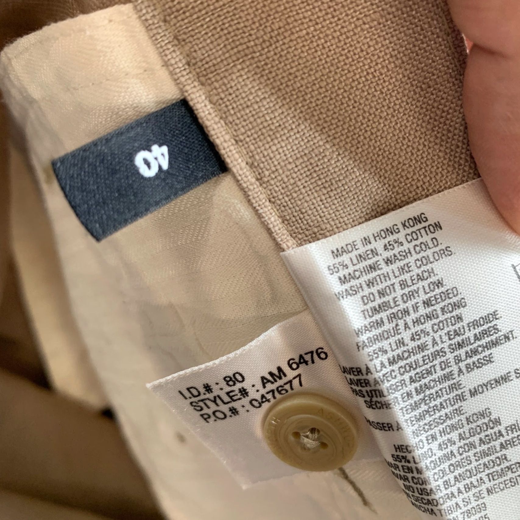 Vintage Ashworth Chino Shorts Mens 40x8.5 Beige Ez-Tech Cotton Blend Linen Front Flat Front Regular Inseam 8in Casual Summer Spring Mens Size US 40 / EU 56 - 6 Thumbnail