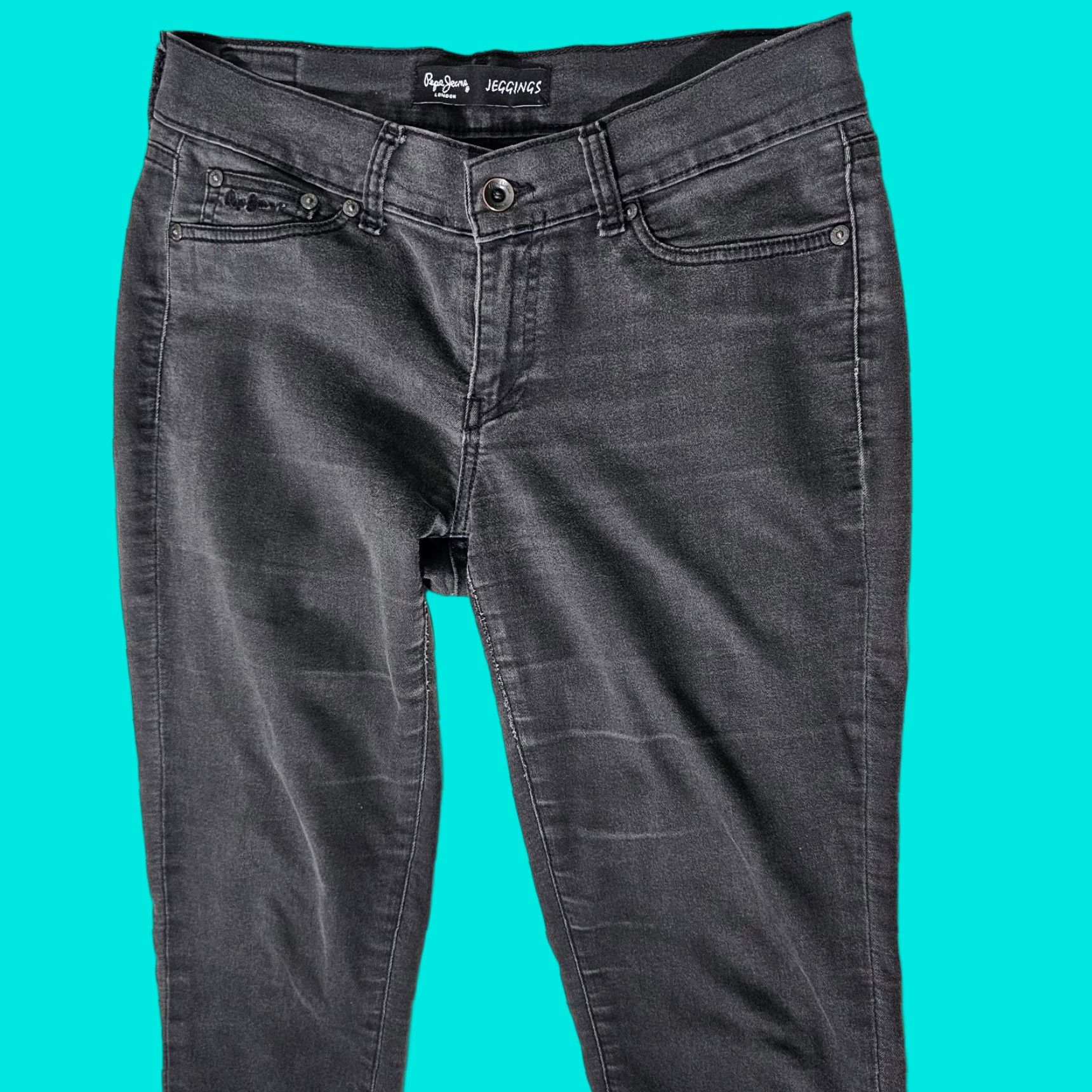 Pepe Jeans VINTAGE Pepe Jeans Women's Jeans Adult 31 Low Rise Tapered Black Light Wash Stretch Denim 5-Pocket Logo Belt Loops 90s Womens Size 24" / US 00 / IT 34 - 1 Thumbnail