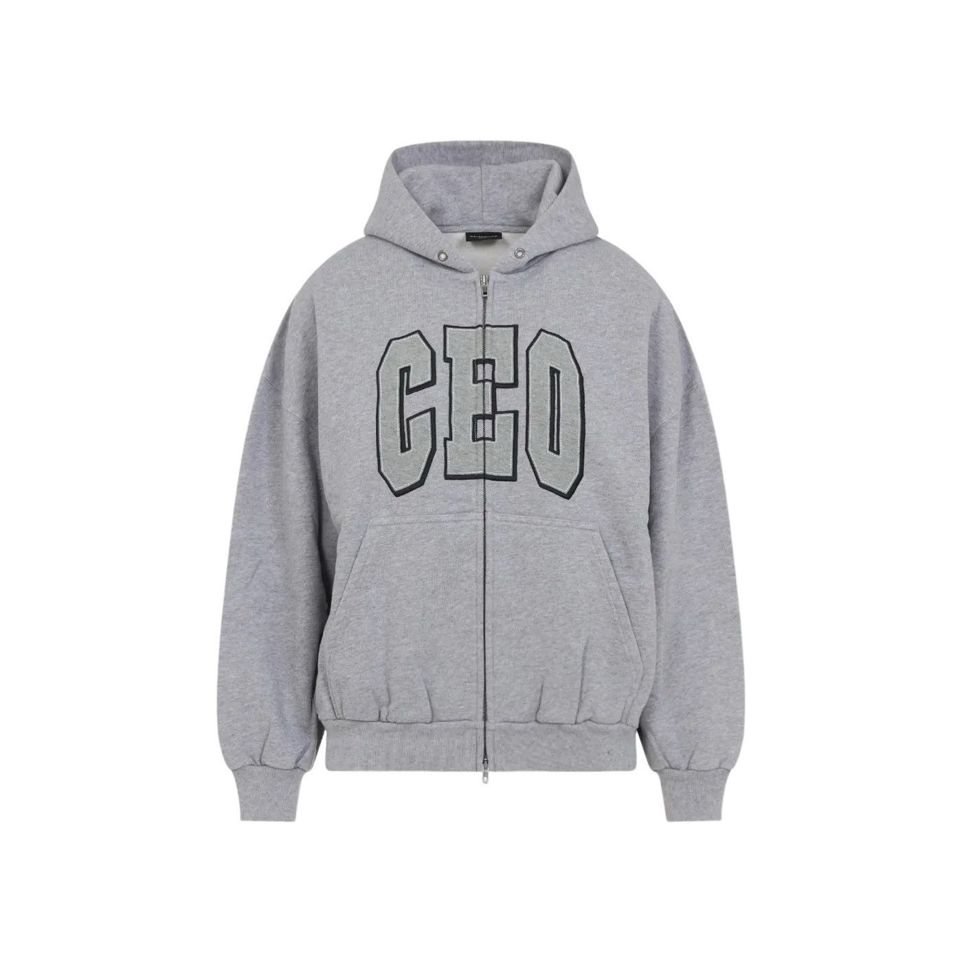BALENCIAGA Gray Cotton Zip Hoodie New & Authentic (Women's s