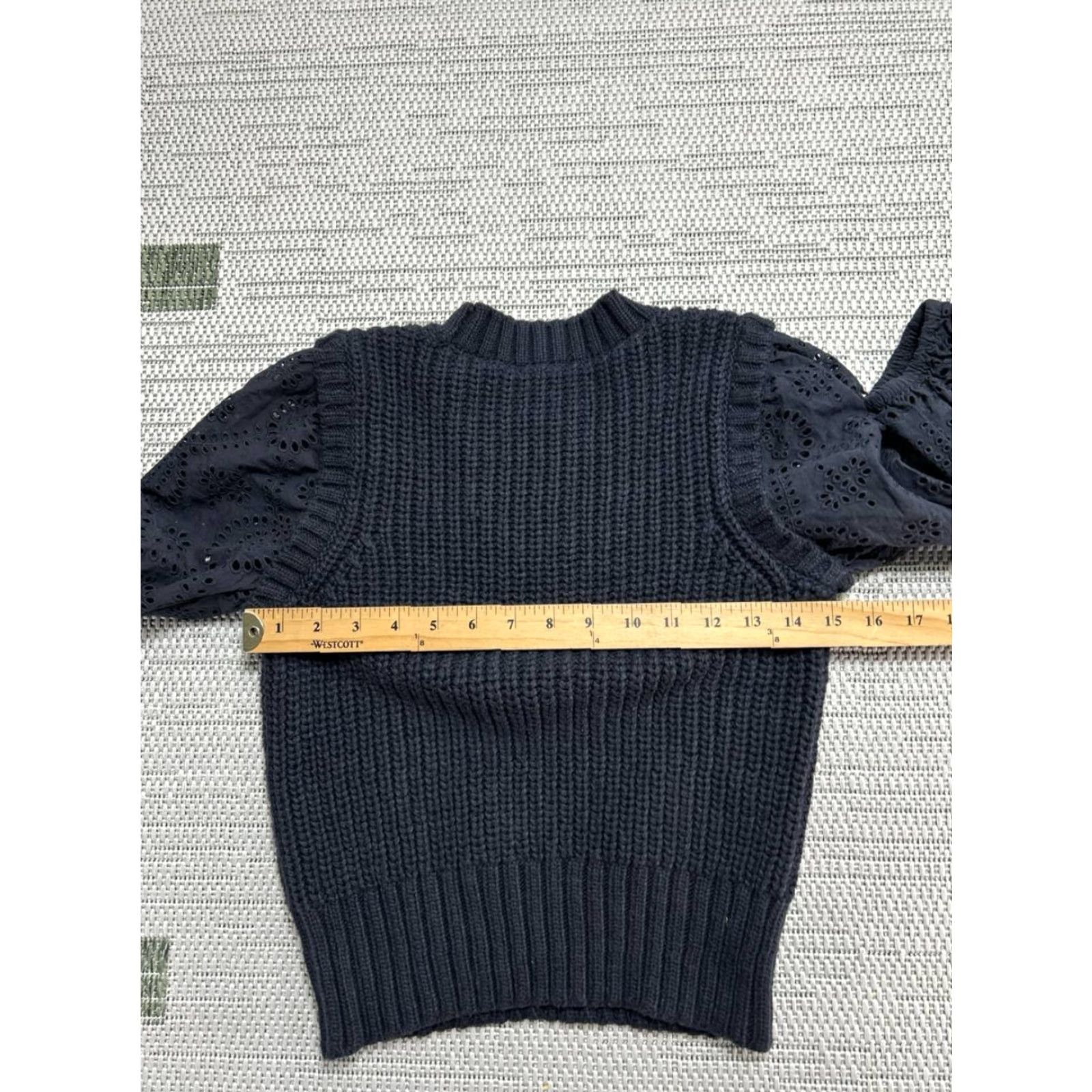 Rails Rails Sweater Womens Small Black Cotton Broderie Eyelet Sleeve Knit Crew Neck Pullover Casual Modern Classic 90s? Size S / US 4 / IT 40 - 4 Thumbnail