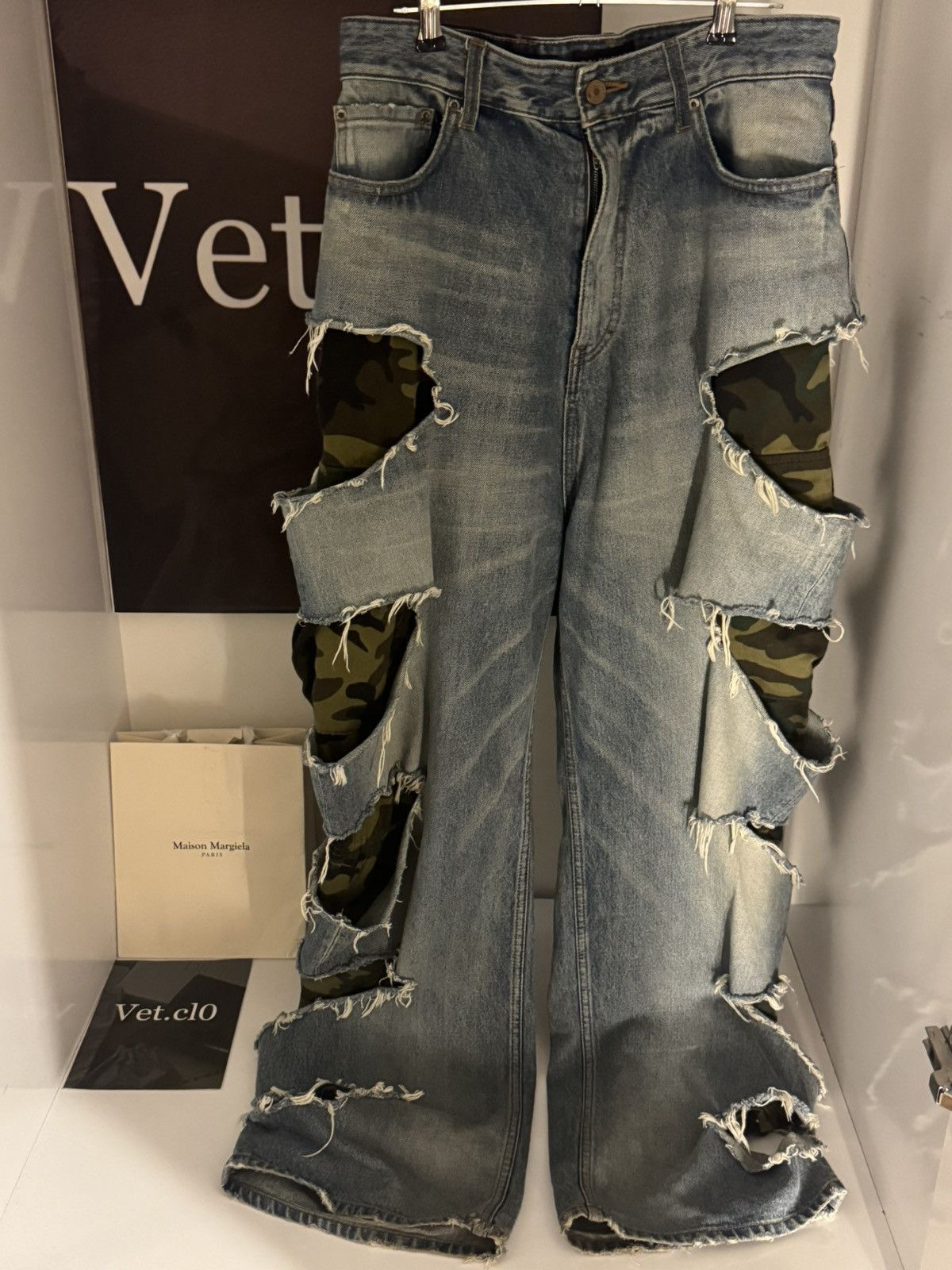Balenciaga ✅Balenciaga Slashed Layer double distressed jeans blue/camo Size US 30 / EU 46 - 1 Thumbnail