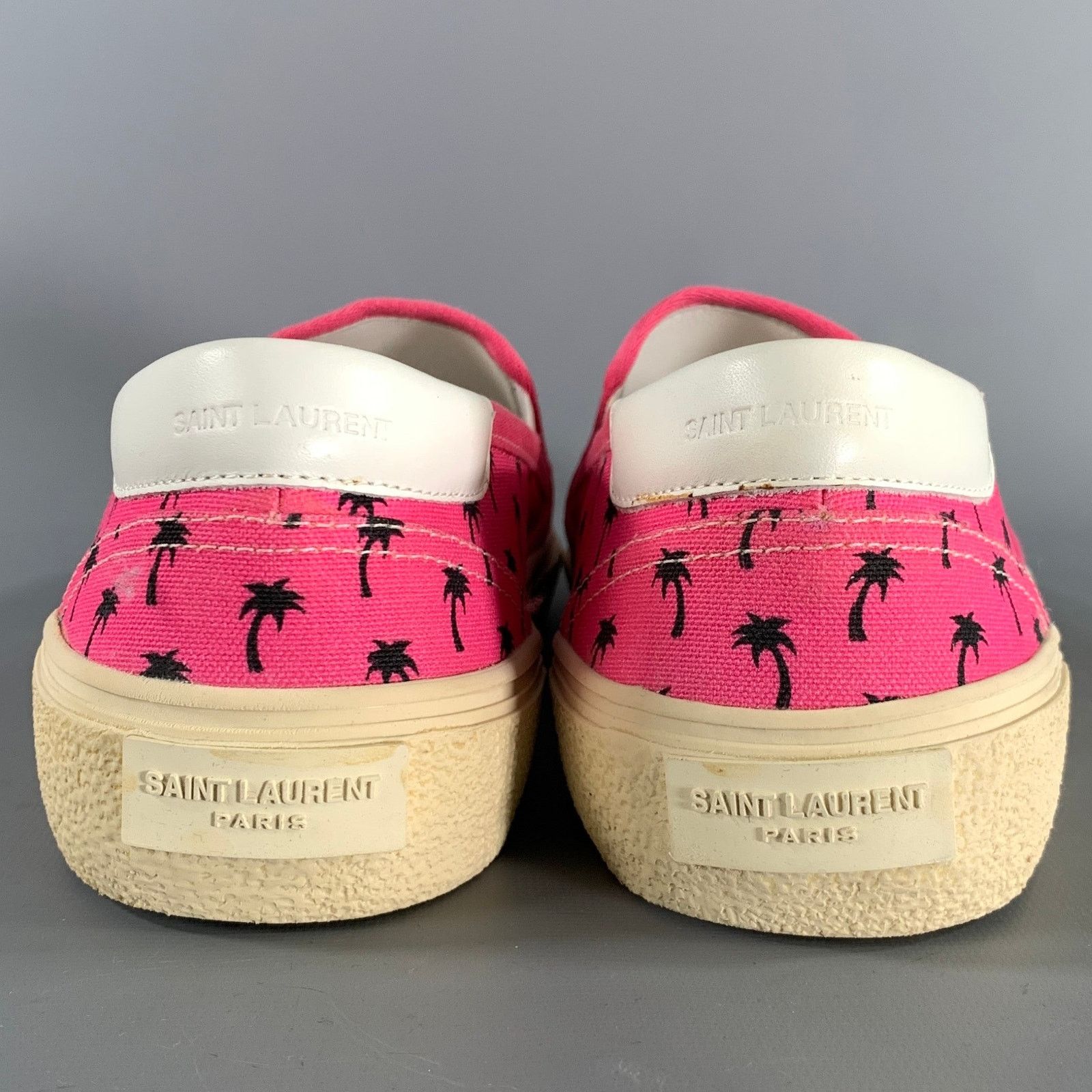 Saint Laurent Paris SAINT LAURENT Pink Black Palms Canvas Slip On Sneakers Size US 9.5 / EU 42-43 - 3 Thumbnail