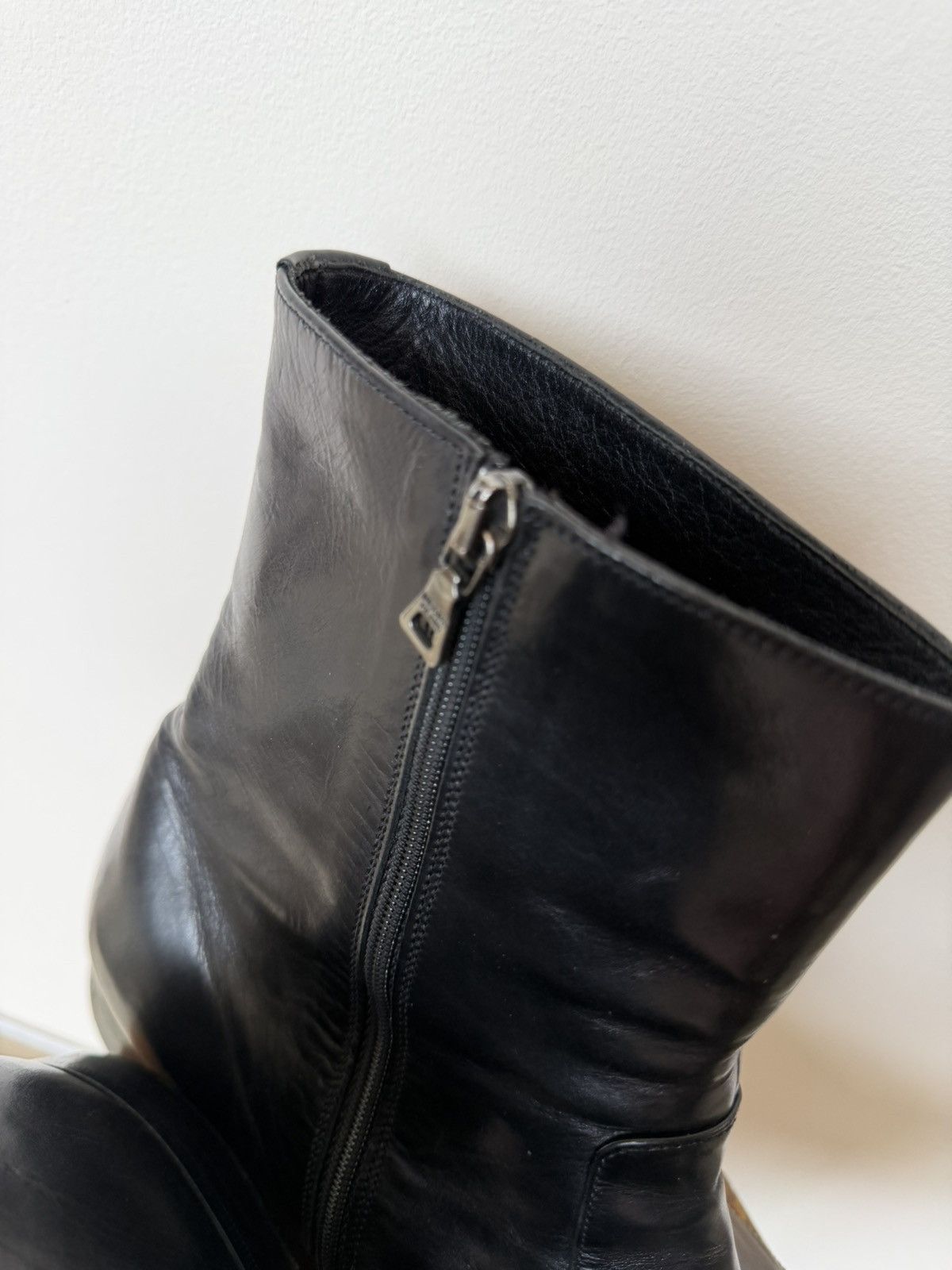 Prada Vintage Prada Black Leather Hi-Top Boots Y2K Luxury Size US 10 / EU 43 - 7 Thumbnail