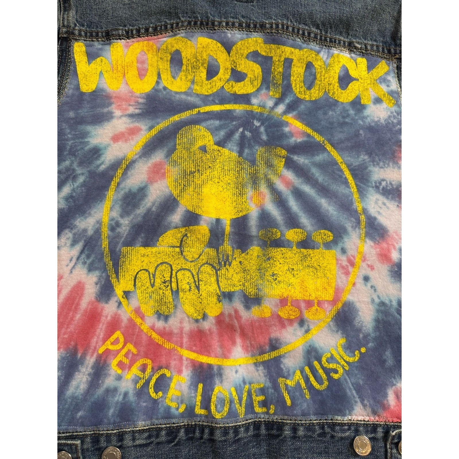 Gap WOODSTOCK 60s Tie Dye Upcycled Vintage Retro Denim Jacket M Size M / US 6-8 / IT 42-44 - 9 Thumbnail