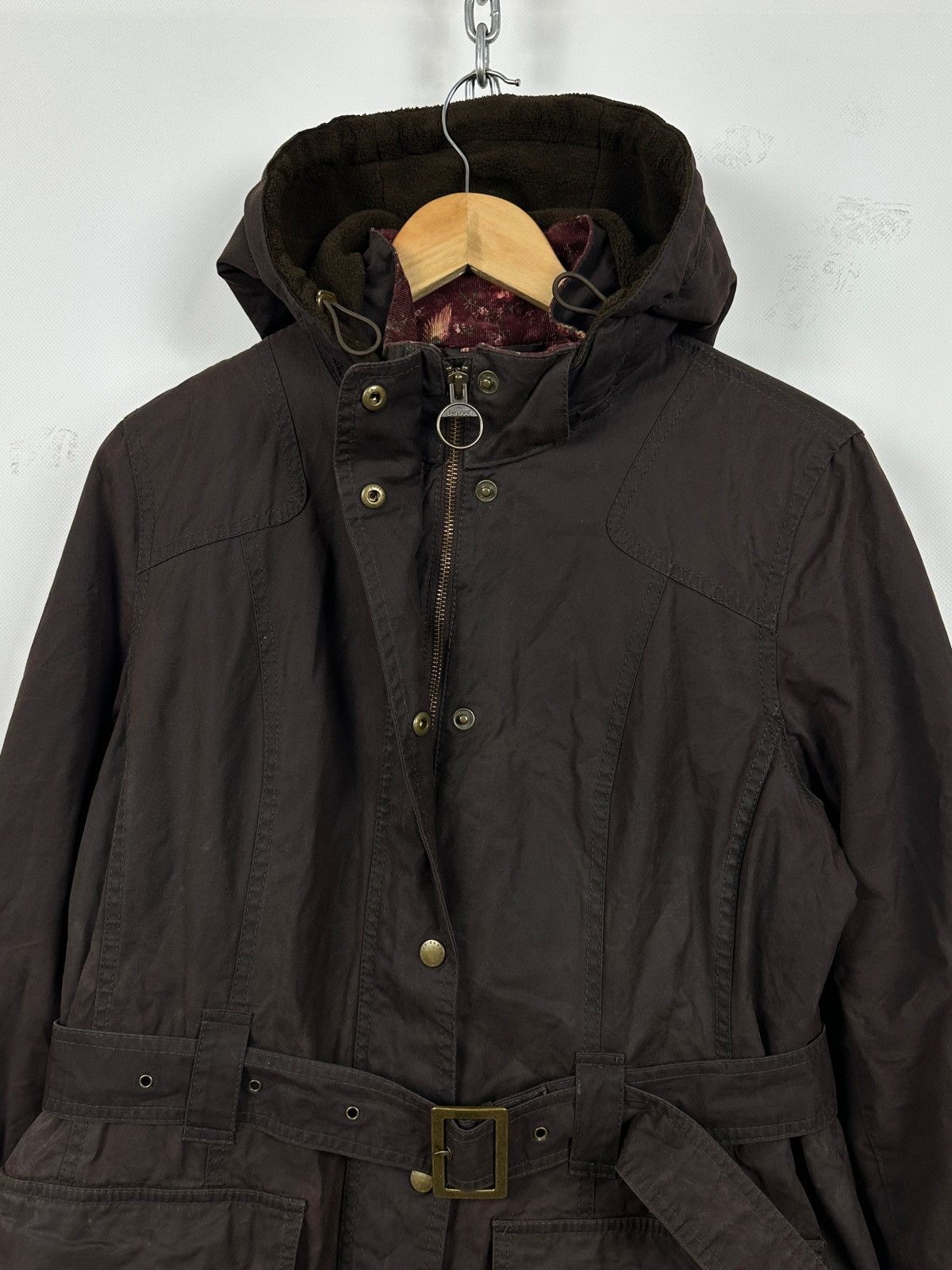 Barbour Barbour Brown Bird Art Bower Belted Waxed Coat Jacket Size L / US 10 / IT 46 - 12 Thumbnail