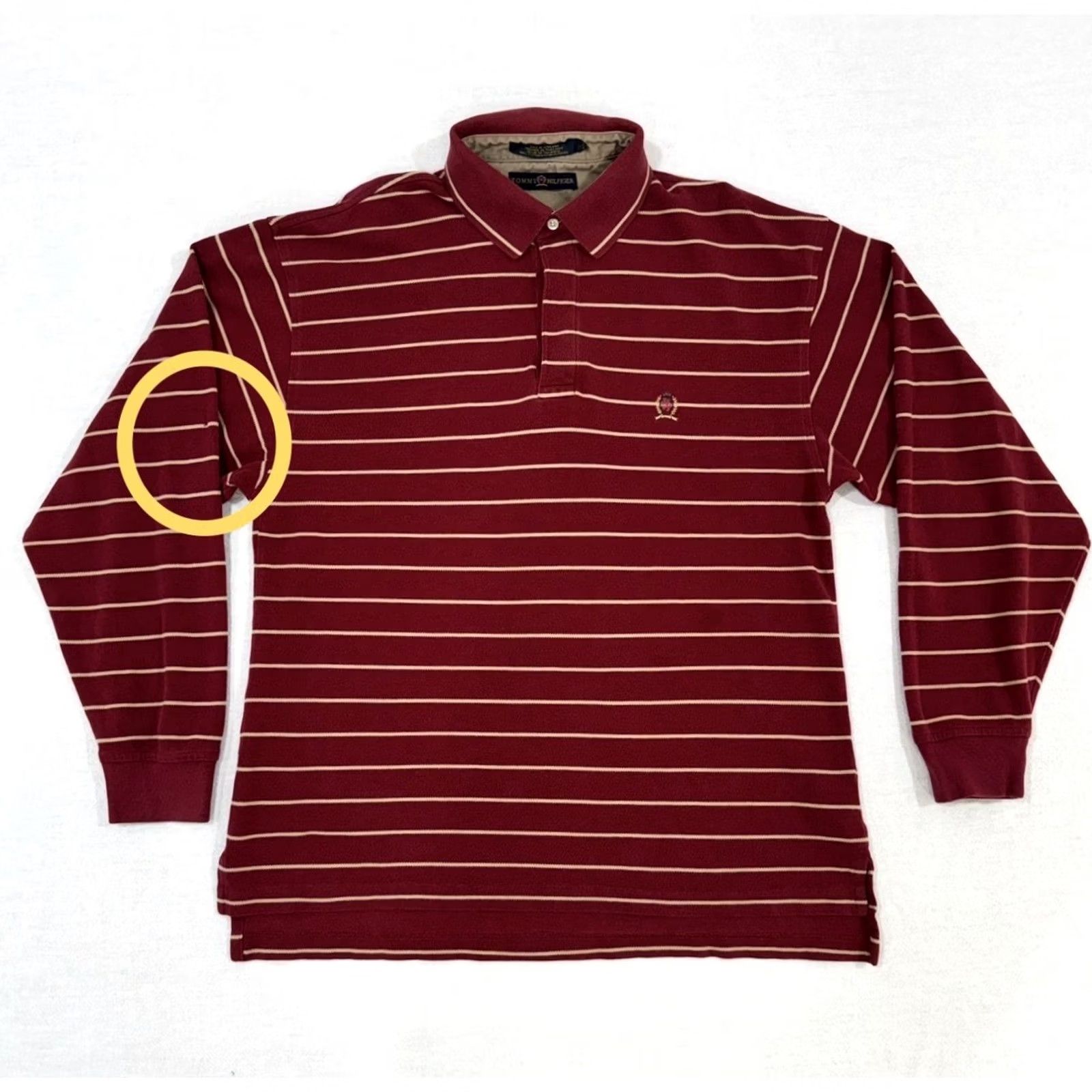 Tommy Hilfiger VINTAGE Tommy Hilfiger Rugby Shirt Men L Striped 90s Polo Long Sleeve Red Logo Embroidered Casual Shirt Size US L / EU 52-54 / 3 - 6 Thumbnail