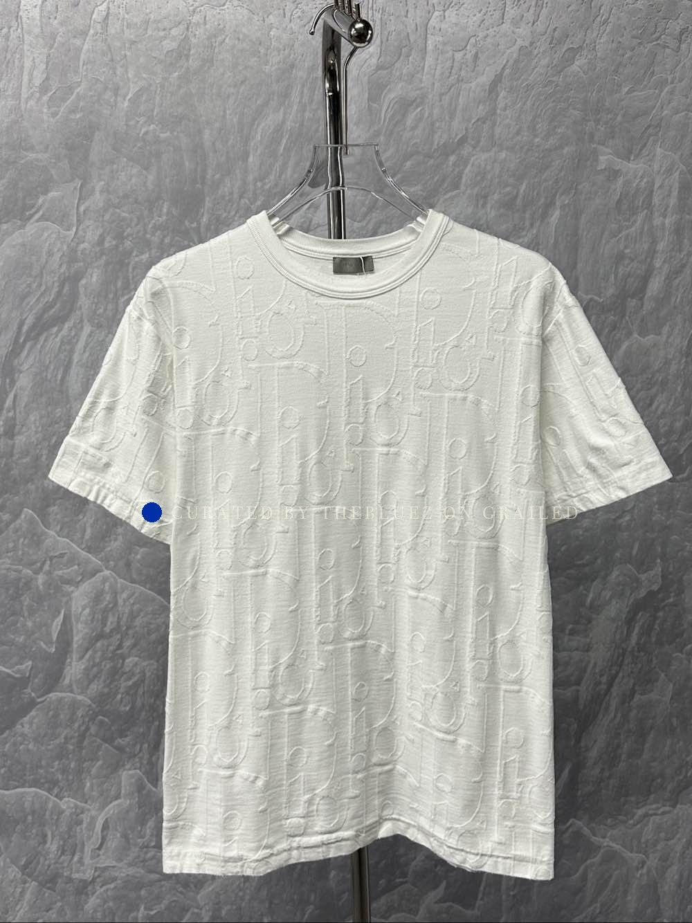 Dior White Oblique Jacquard Short Sleeve Tee Size US M / EU 48-50 / 2 - 1 Thumbnail