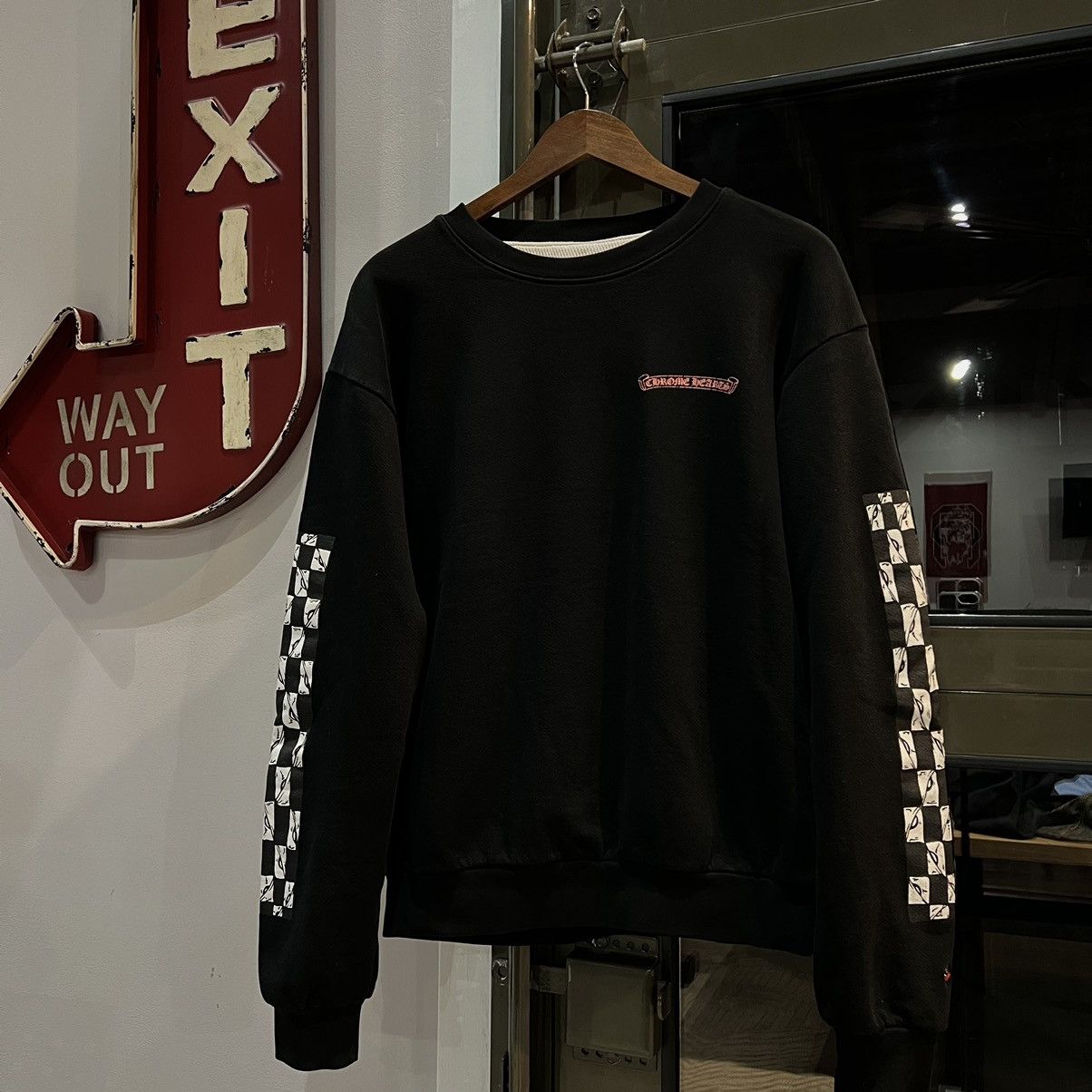 image of Chrome Hearts x Matty Boy “Pretense” Thermal Sweatshirt in Black, Men's (Size Medium)