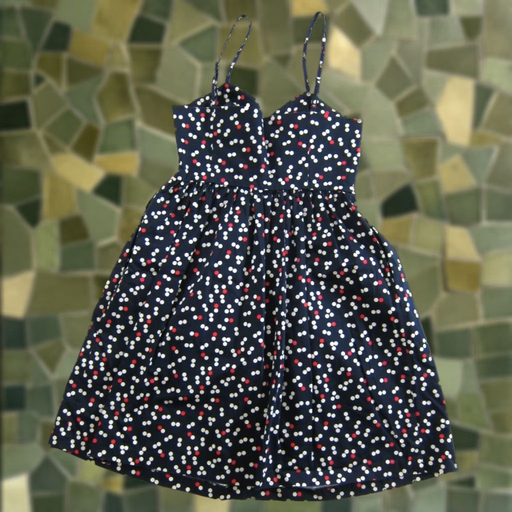 Gap GAP Navy Blue Red White Polka Dot Pocket Slip Dress 8 Cotton Stretch Sheath Dress Size M / US 6-8 / IT 42-44 - 1 Thumbnail