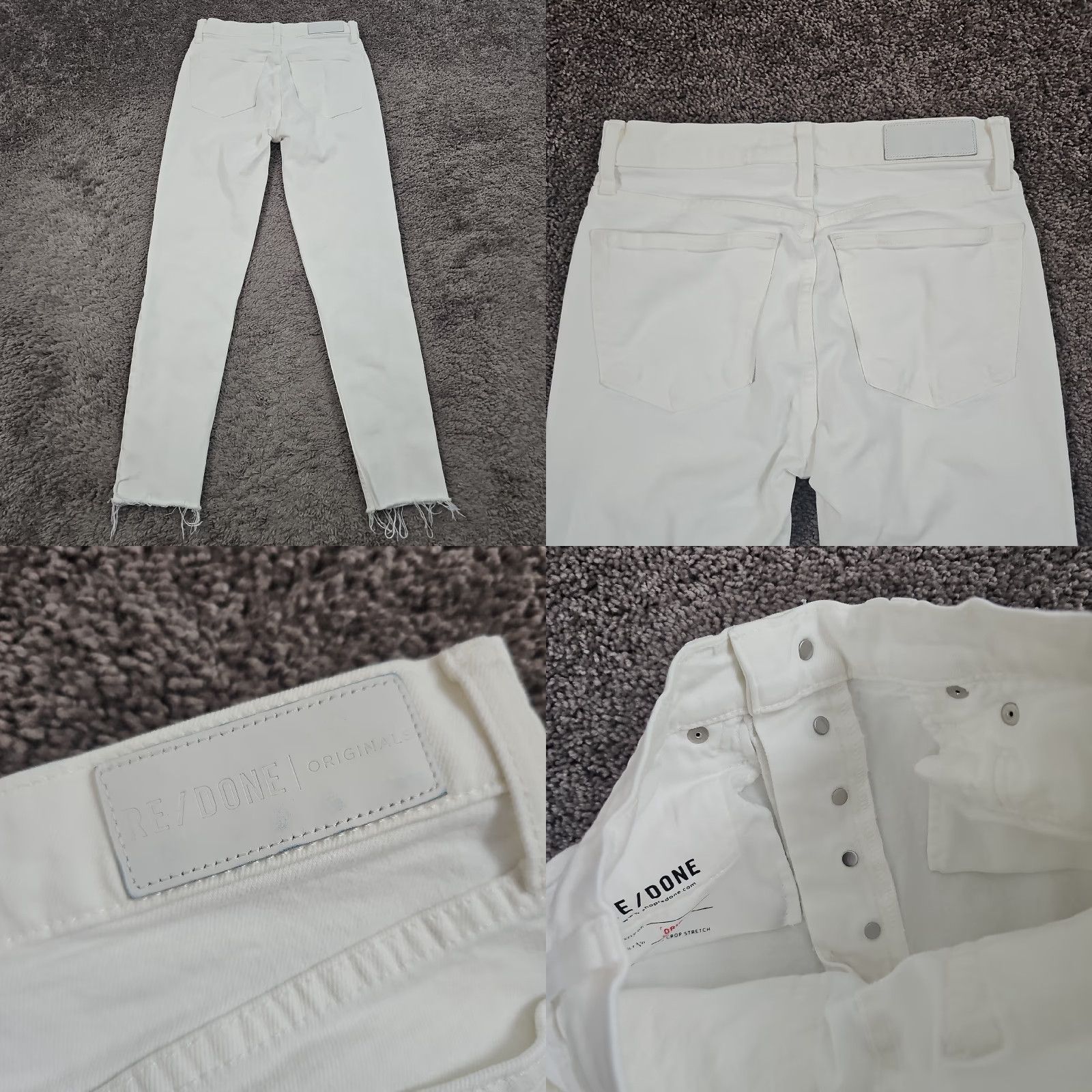 RE/DONE Redone Jeans Womens 27 Skinny White Ankle Crop High Rise Stretch USA 26x29 Size 27" / US 4 / IT 40 - 8 Thumbnail