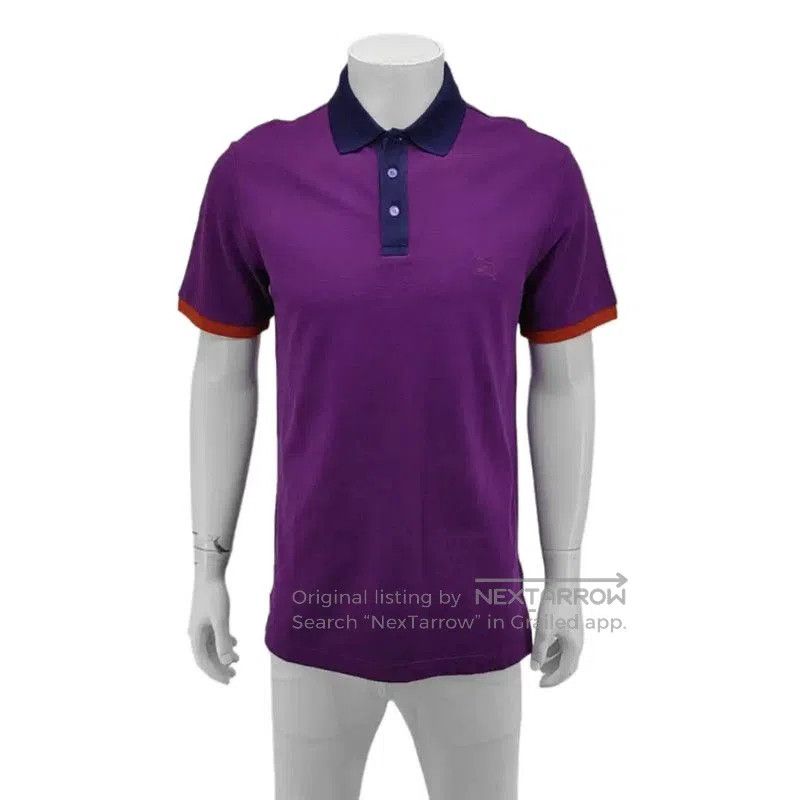 Burberry Men's Purple Cotton Polo Shirt.