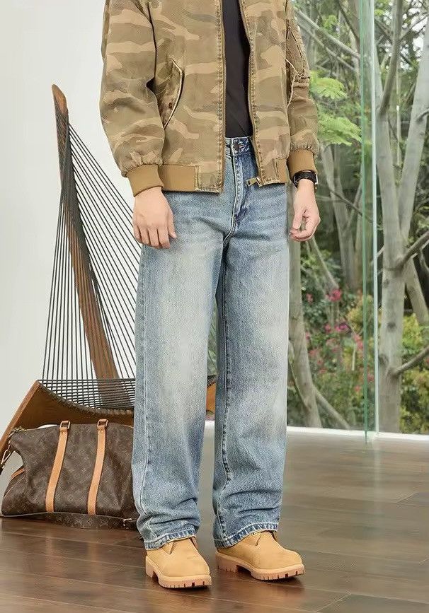 Jean Retro Washed Straight Loose Classic Jeans Pants Size US 31 - 2 Thumbnail