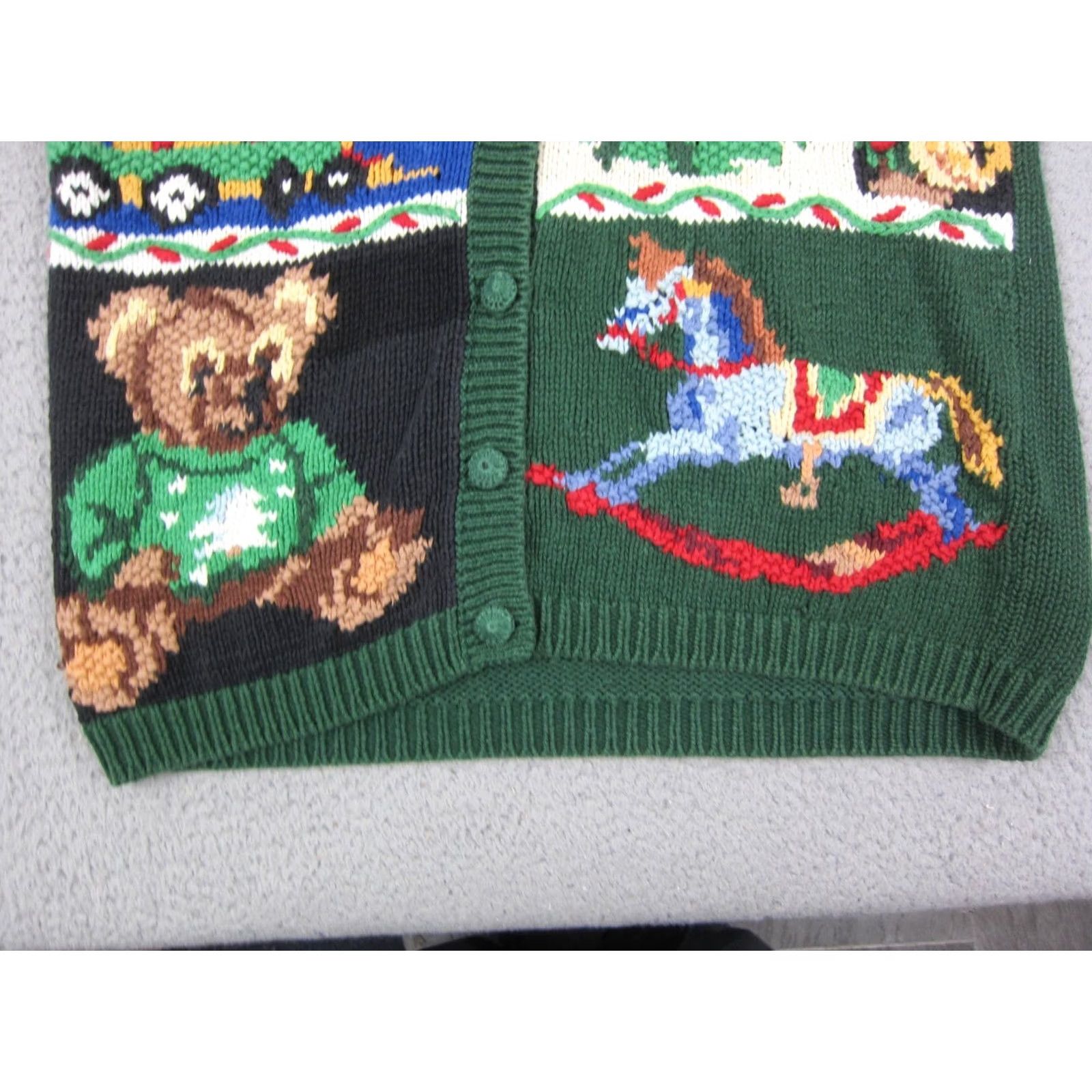 Vintage VINTAGE Heirloom Collectibles Cardigan Womens M Green Christmas Holiday 90s Sweater Size M / US 6-8 / IT 42-44 - 2 Thumbnail