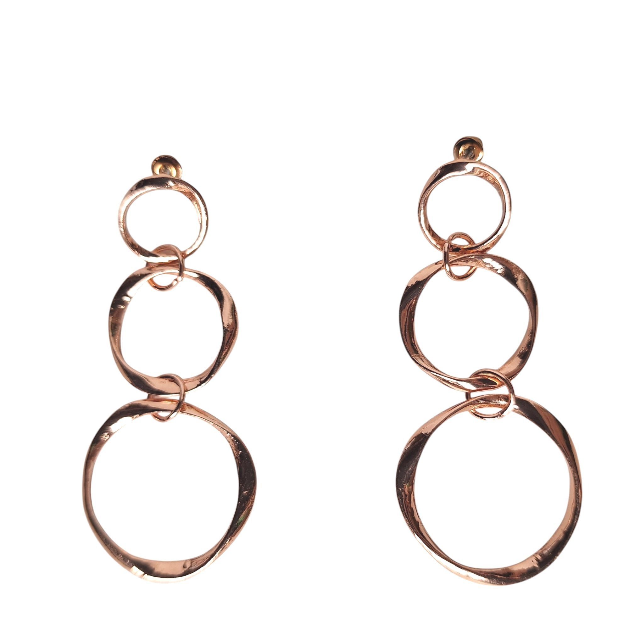 Other Rose Gold Tone Hammered Graduated Triple Circle Drop Dangle Size ONE SIZE - 1 Thumbnail