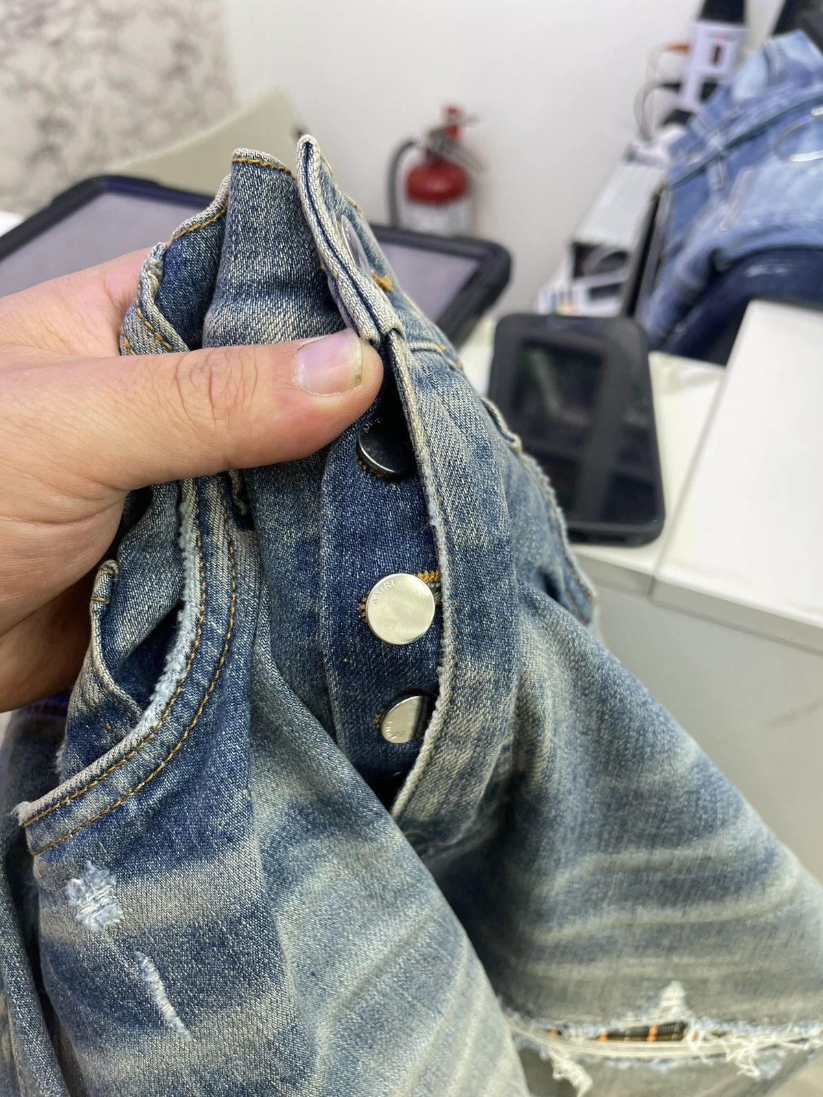 Amiri Amiri MX1 (Orange Plaid) jeans blue Size US 33 - 5 Thumbnail