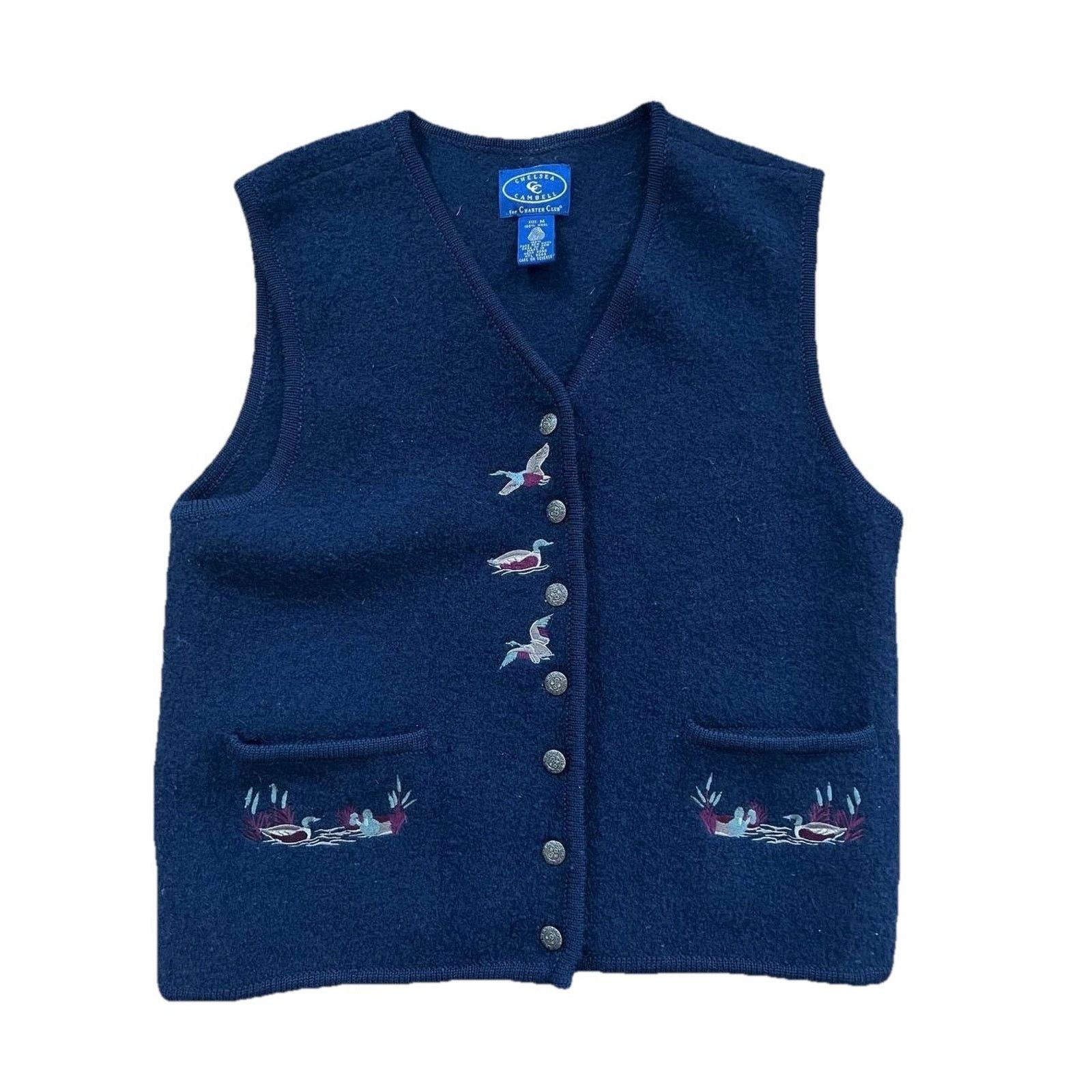 Chelsea Soccer Chelsea Vest Wool Bird Navy Blue Medium A001684 Size M / US 6-8 / IT 42-44 - 1 Thumbnail
