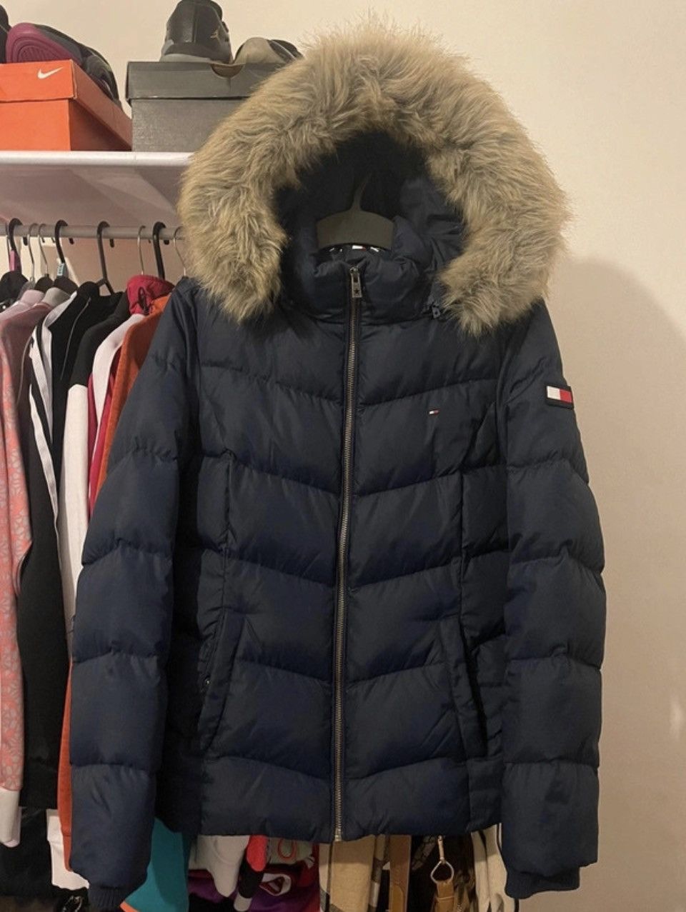 image of Tommy Hilfiger Girls/women’S Puffer Jacket in Navy, Women's (Size XS)