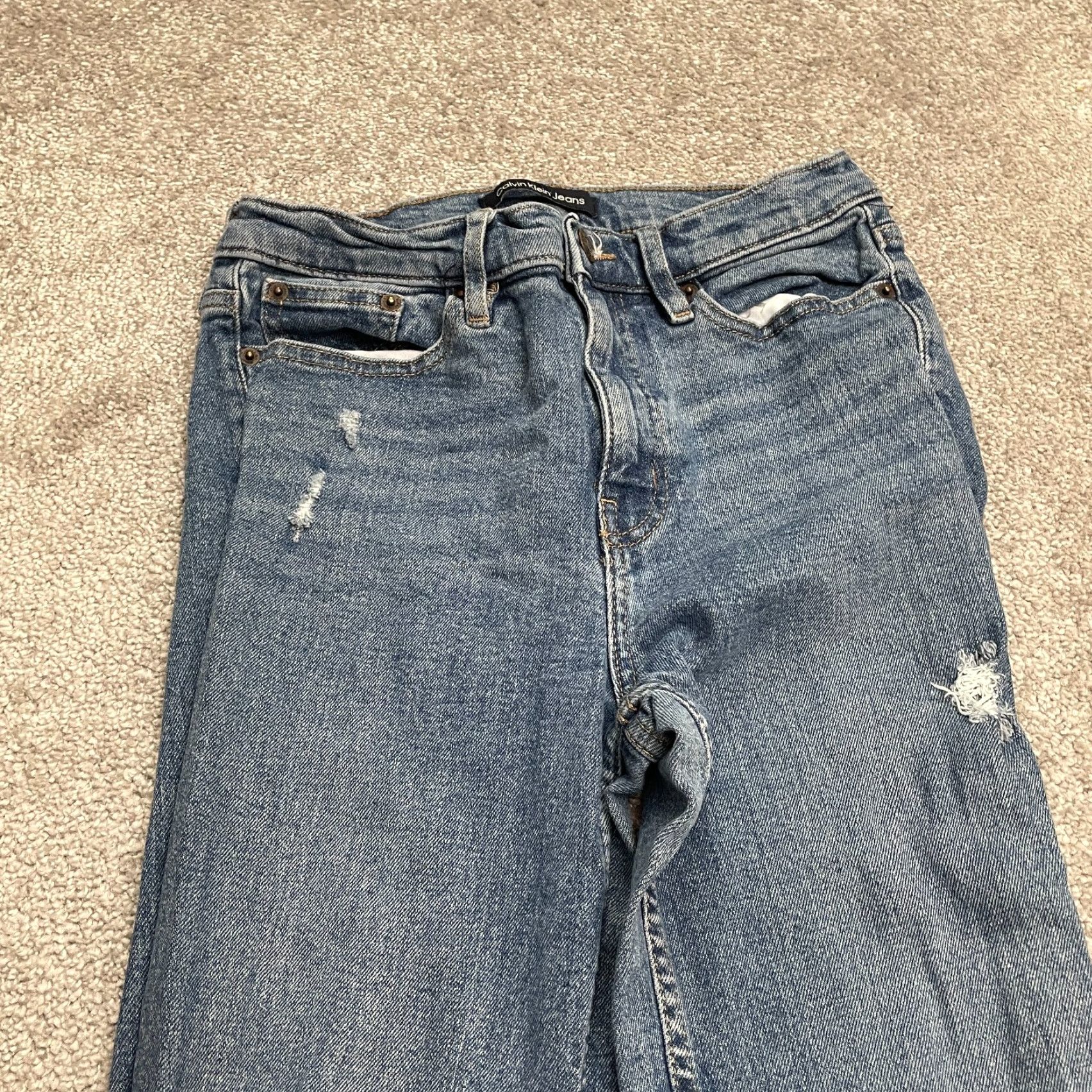 Calvin Klein Calvin Klein Jeans Women High Rise Slim Skinny Denim 28x27 Blue 4/27 Distressed 5-Pocket USA City Vintage No Size 27" / US 4 / IT 40 - 4 Thumbnail