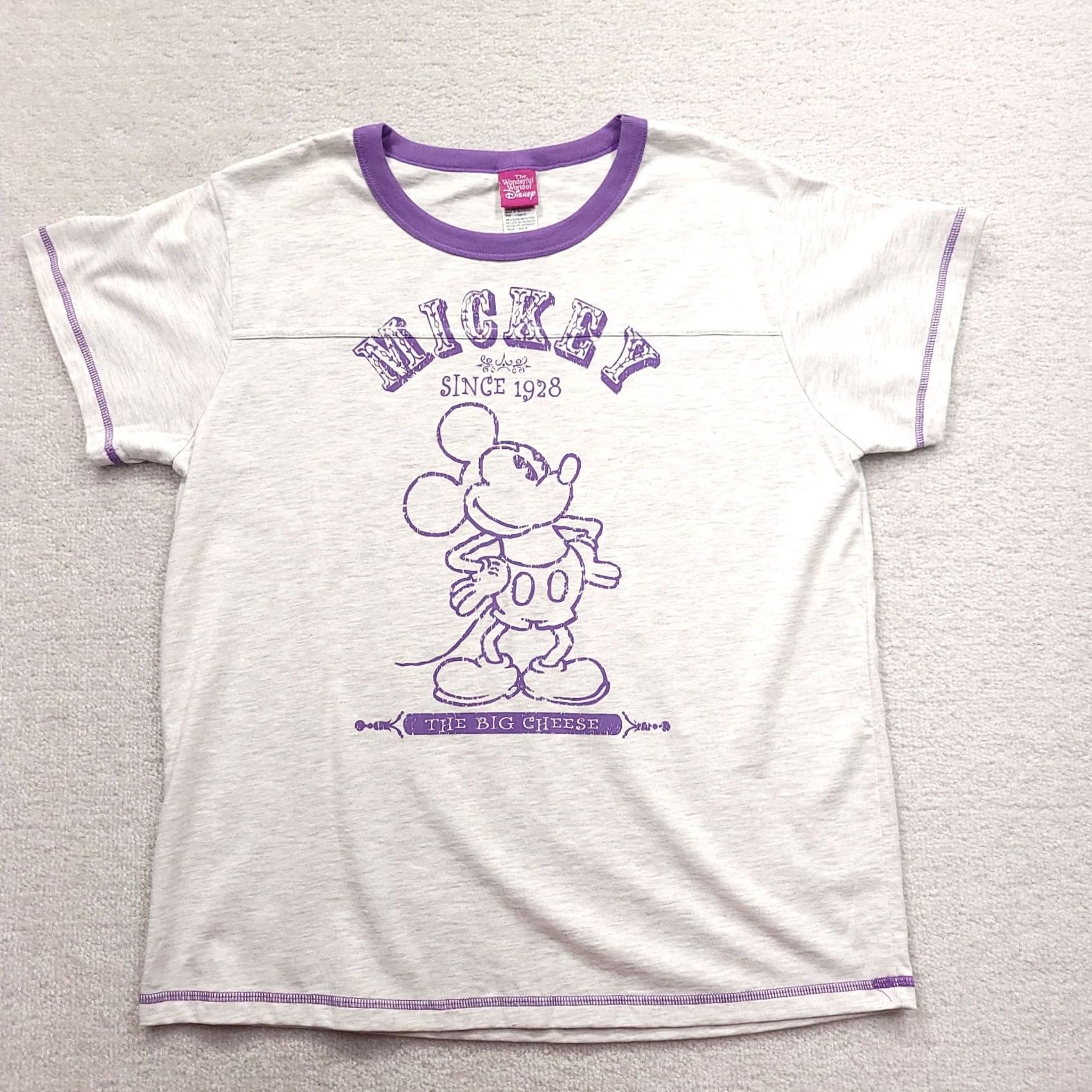 Disney The Wonderful World of Disney Mickey Mouse Sleepwear T Shirt Gray Womens 8-10 Disney Crew Neck Short Sleeve Logo Graphic Print Size L / US 10 / IT 46 - 2 Thumbnail