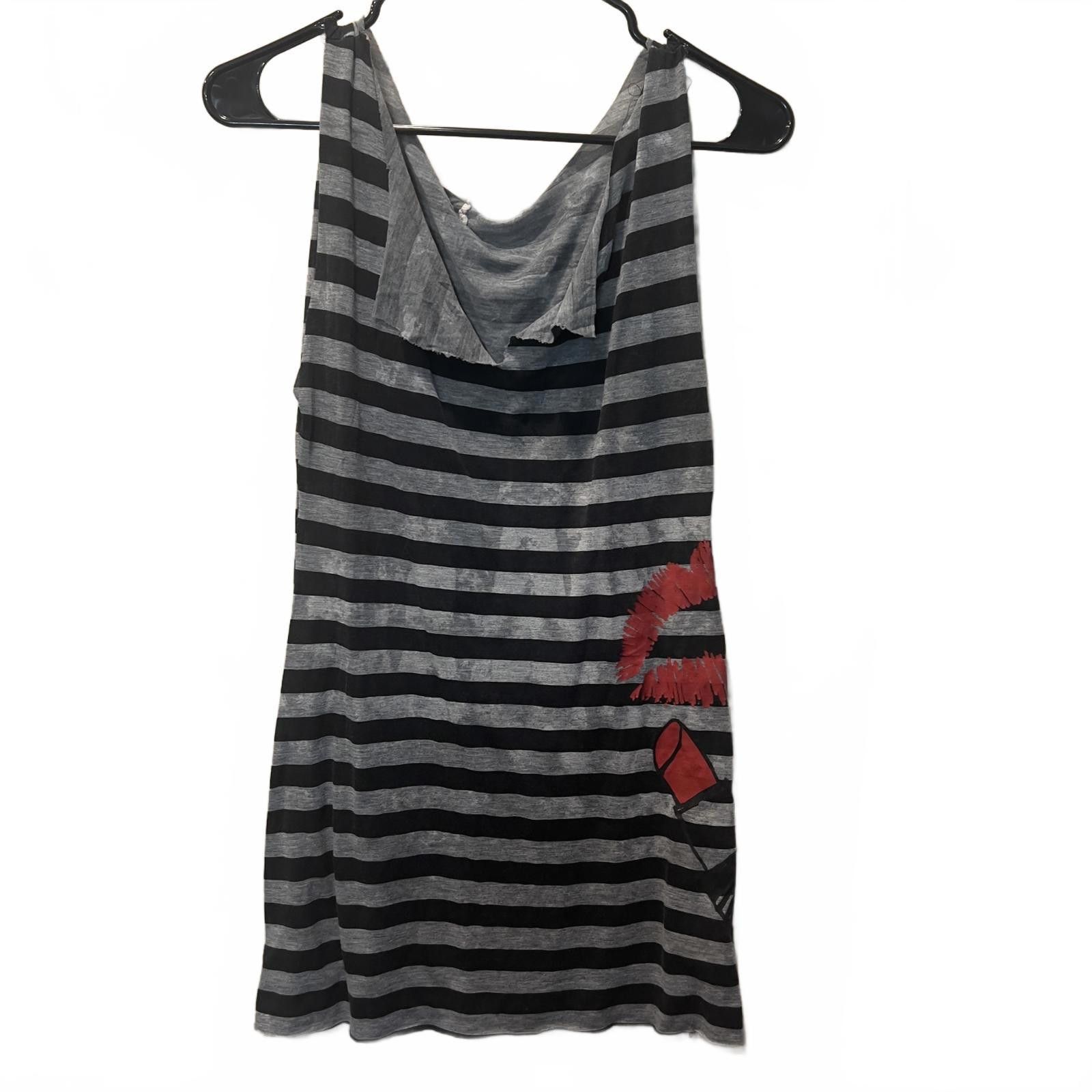 Anti Social Social Club So Women's Mini Tank Top with Striped Pattern and Lip Print Size S / US 4 / IT 40 - 2 Thumbnail