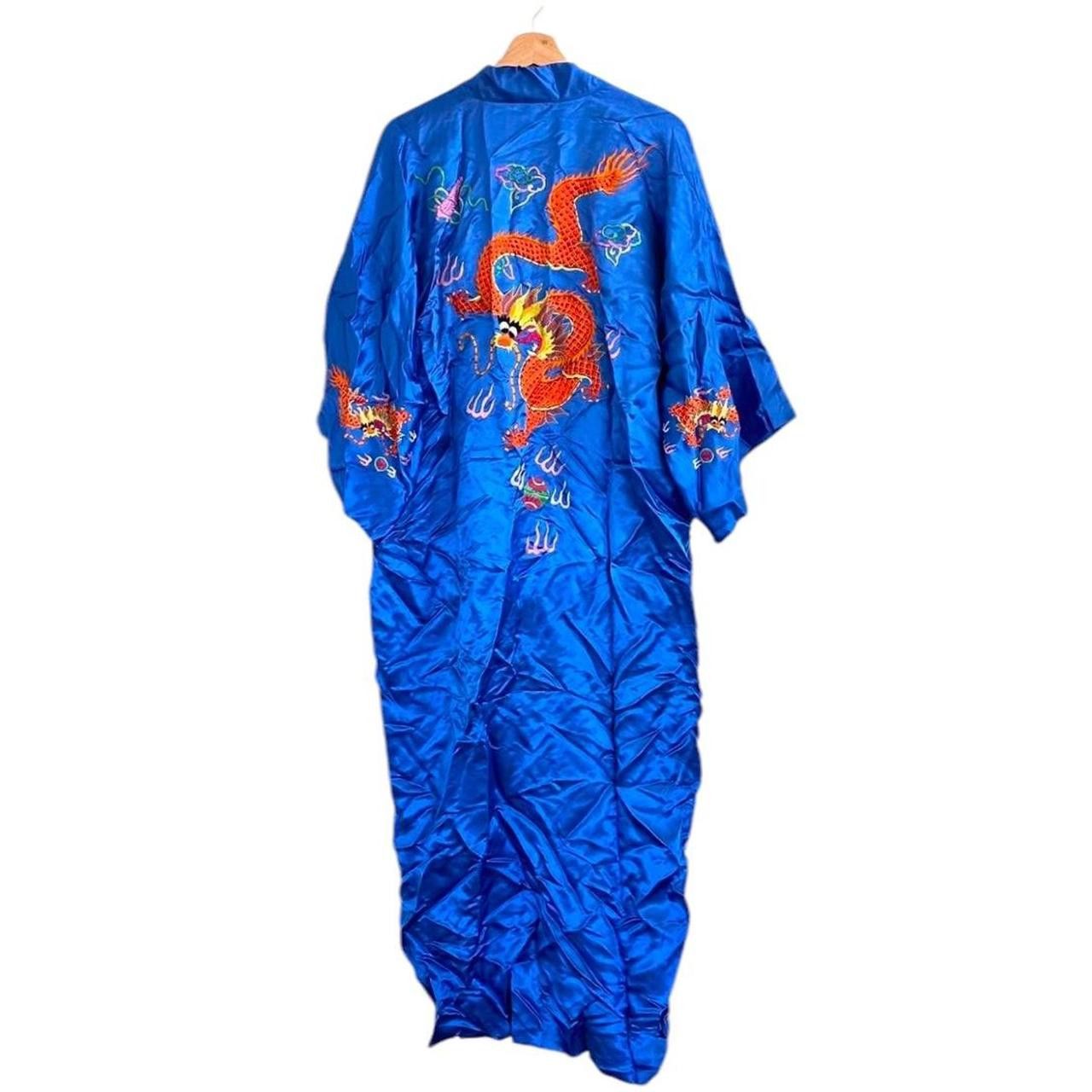 Vintage GOLDEN DRAGON CHINESE BLUE KIMONO SILK ROBE XL Size ONE SIZE - 1 Thumbnail