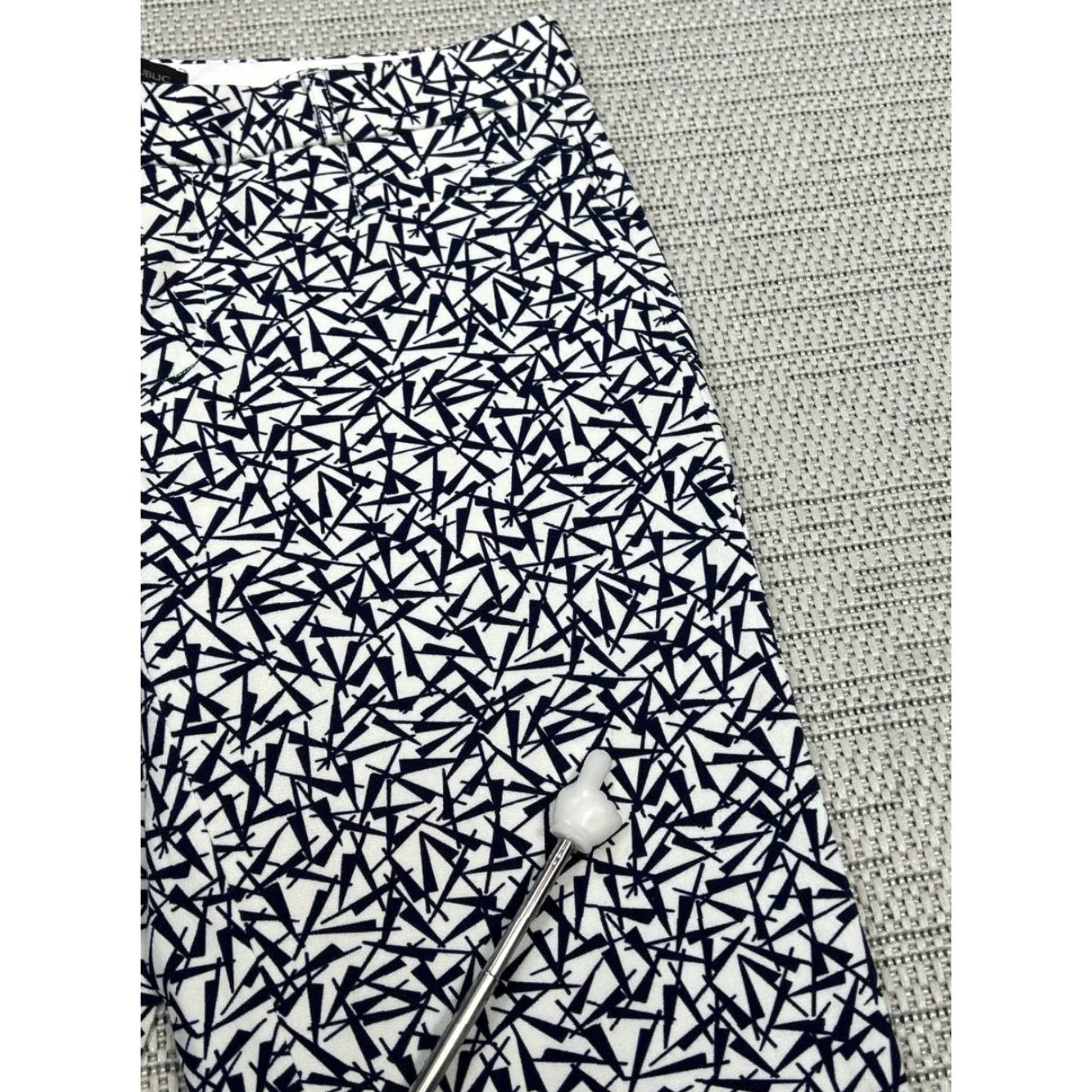 Banana Republic Banana Republic Sloan Pants Womens 6 White Cotton Abstract Straight Leg Size 28" / US 6 / IT 42 - 5 Thumbnail
