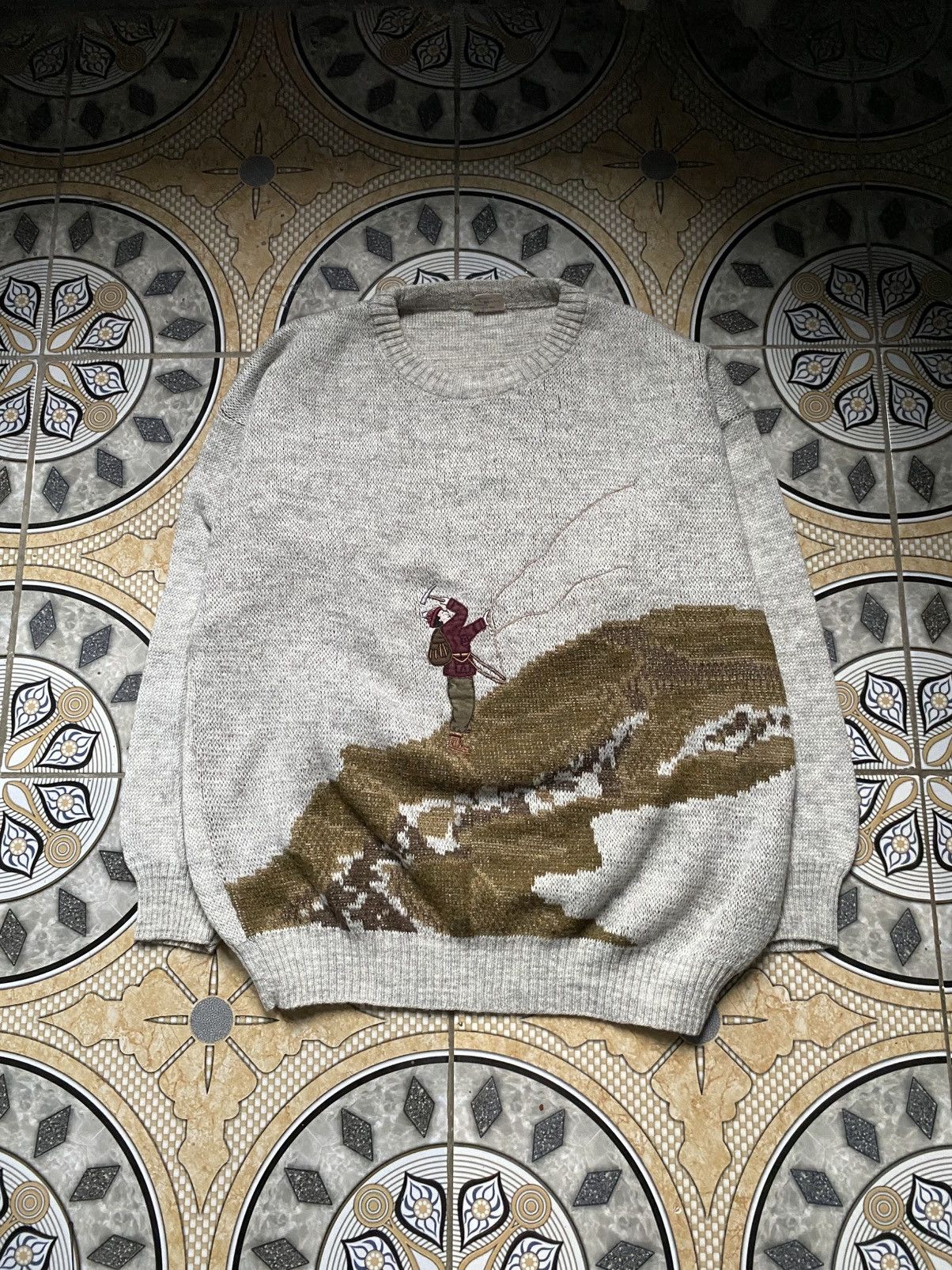 Other Vintage 90's Mountaineering Scenic Art Knit Sweater Size US L / EU 52-54 / 3 - 1 Thumbnail