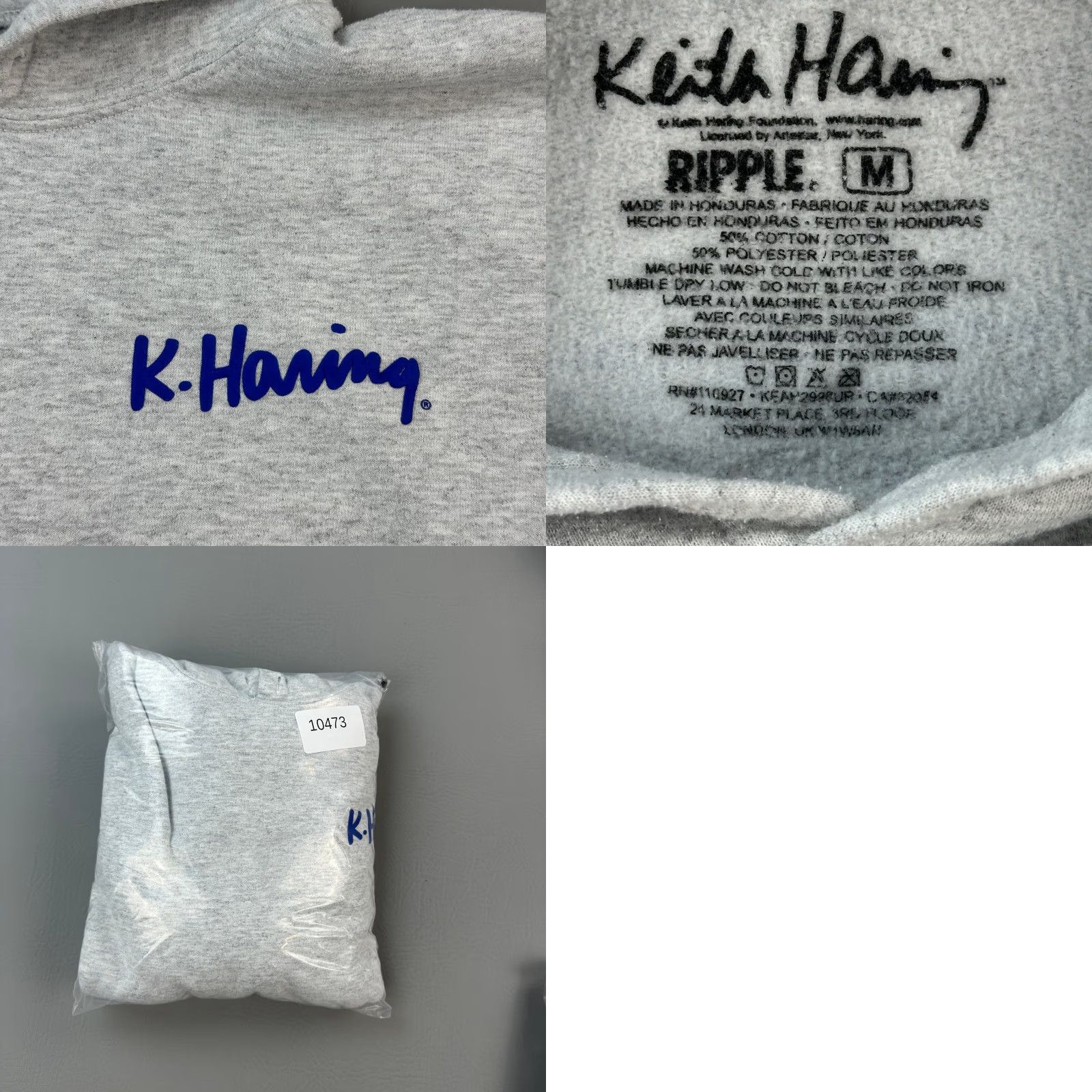 Ripple Junction Ripple Junction Keith Haring Hoodie Mens M Gray Pullover Graphic Print Sweatshirt Shirt Size US M / EU 48-50 / 2 - 9 Thumbnail