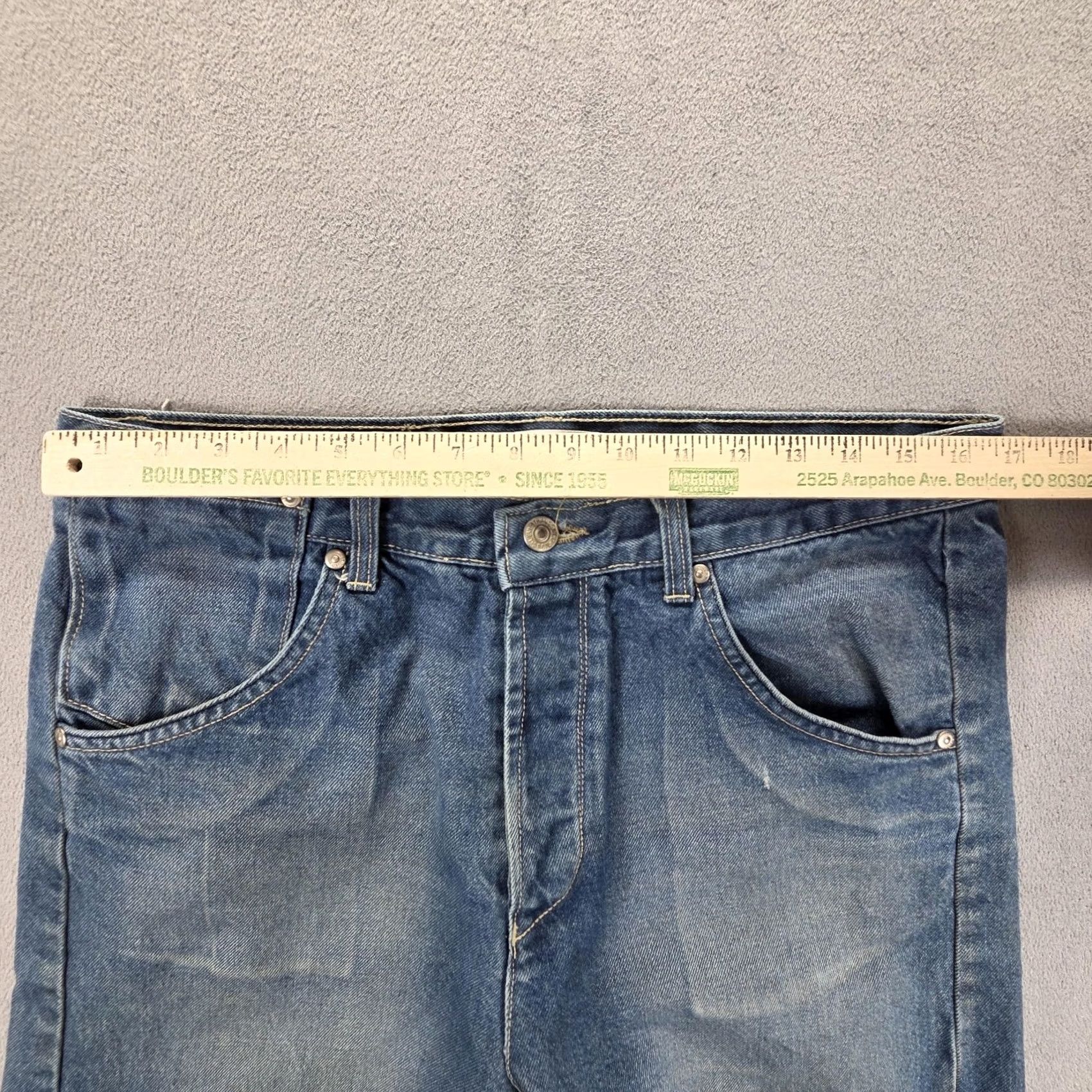 Levi's Levis Jeans Mens Blue 33x30 Engineered VTG Twisted Flap Pocket Distressed Pockets Button Size US 33 - 3 Thumbnail