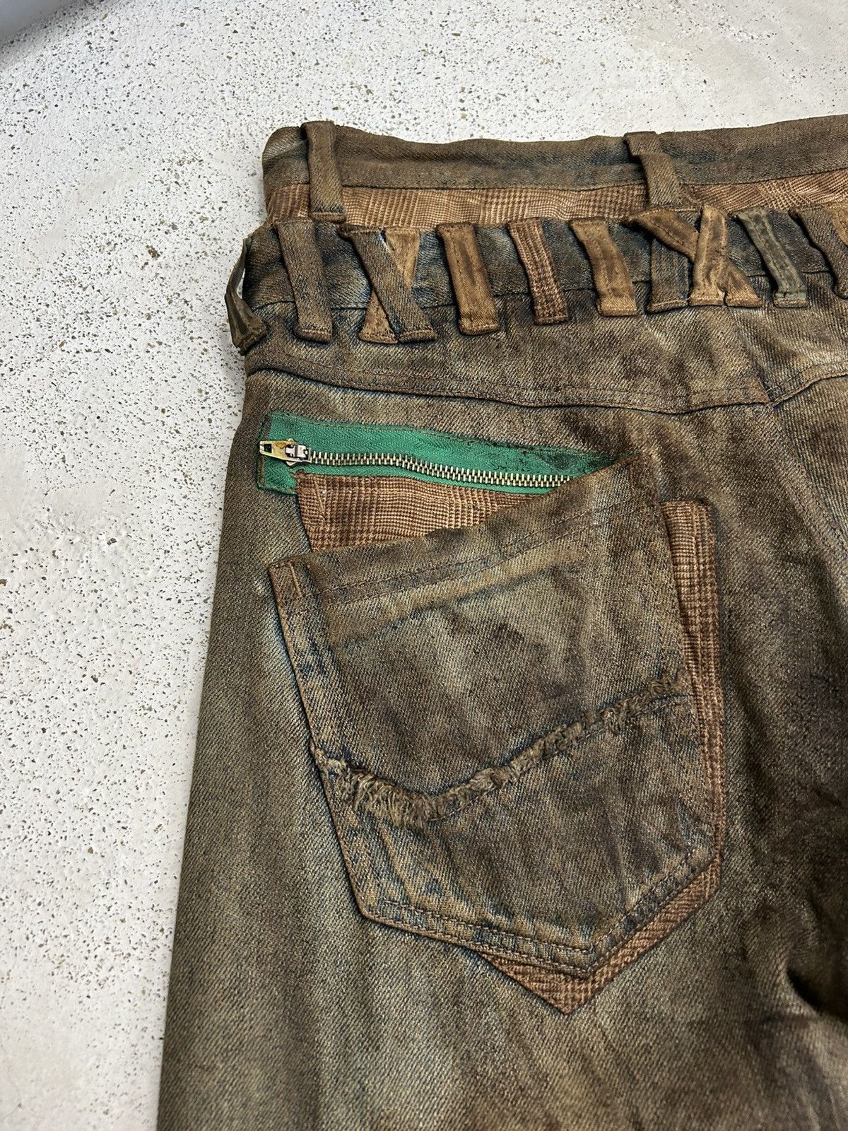 GOSTAR DE FUGA Vintage Normanbros Japan Double Waist Mud Washed Dirty Size US 31 - 19 Thumbnail