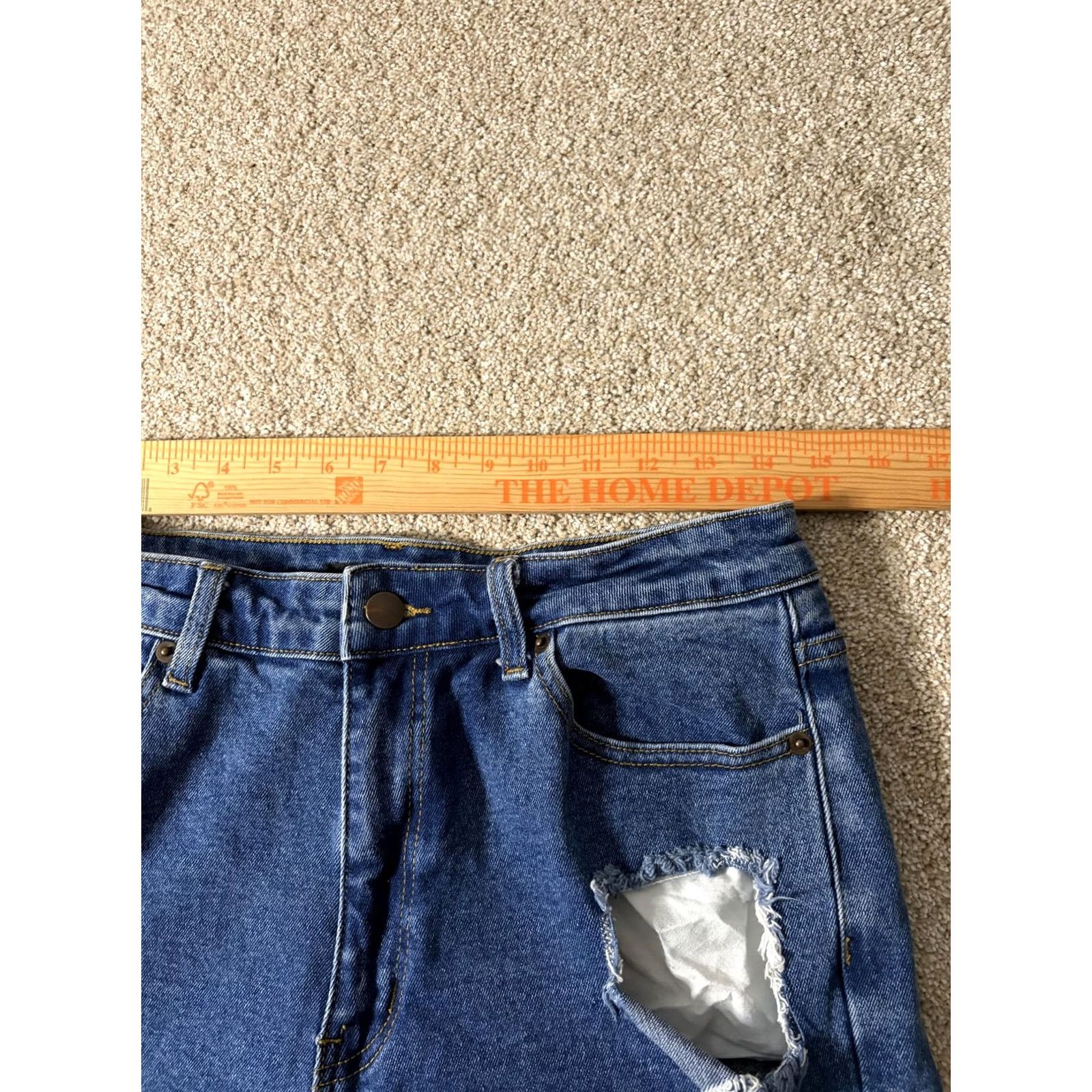 Denime American Bazi Jeans 11 Blue Juniors Distressed Relaxed Straight Denim 28x27 Size 32" / US 10 / IT 46 - 6 Thumbnail