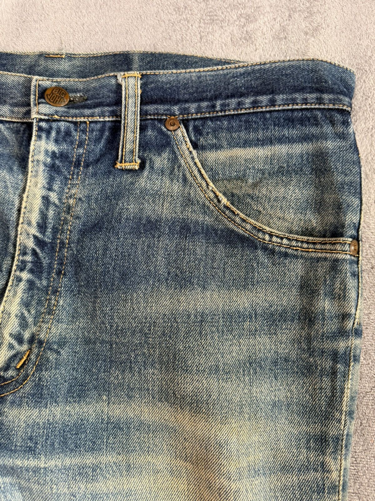 Big John × Vintage 70s Big John Talon Zipper Aging Distressed Mud Flared Jeans Size US 32 / EU 48 - 18 Thumbnail